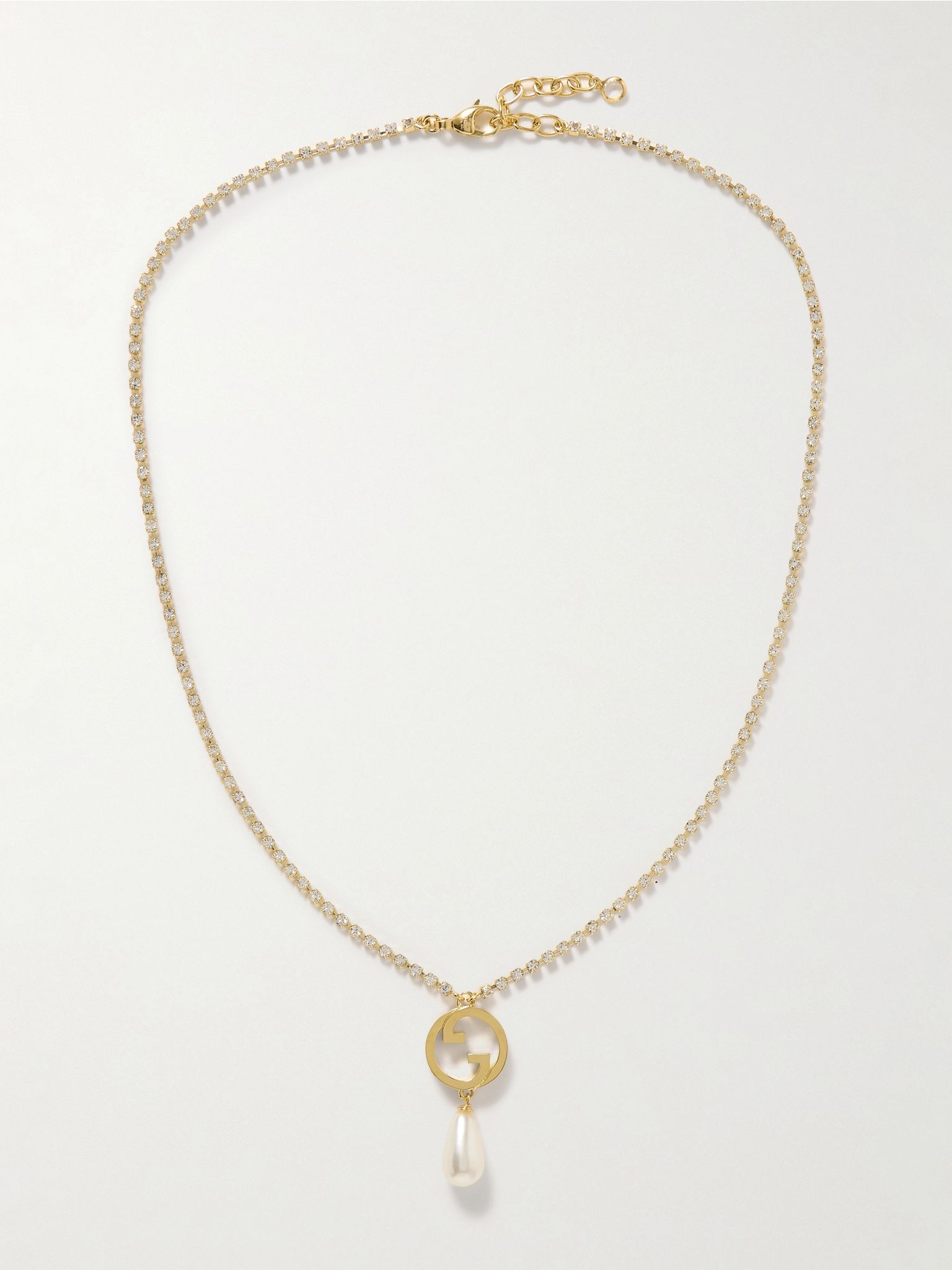 Blondie gold-tone, faux-pearl and crystal necklace Gold - 1