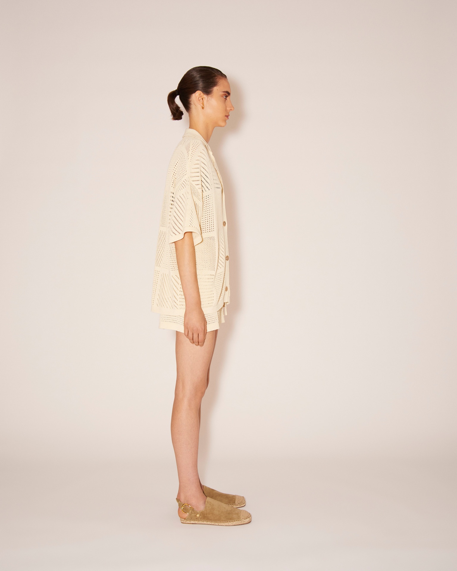 Nanushka TALISSA - Paper-crochet textured shirt - Creme | REVERSIBLE