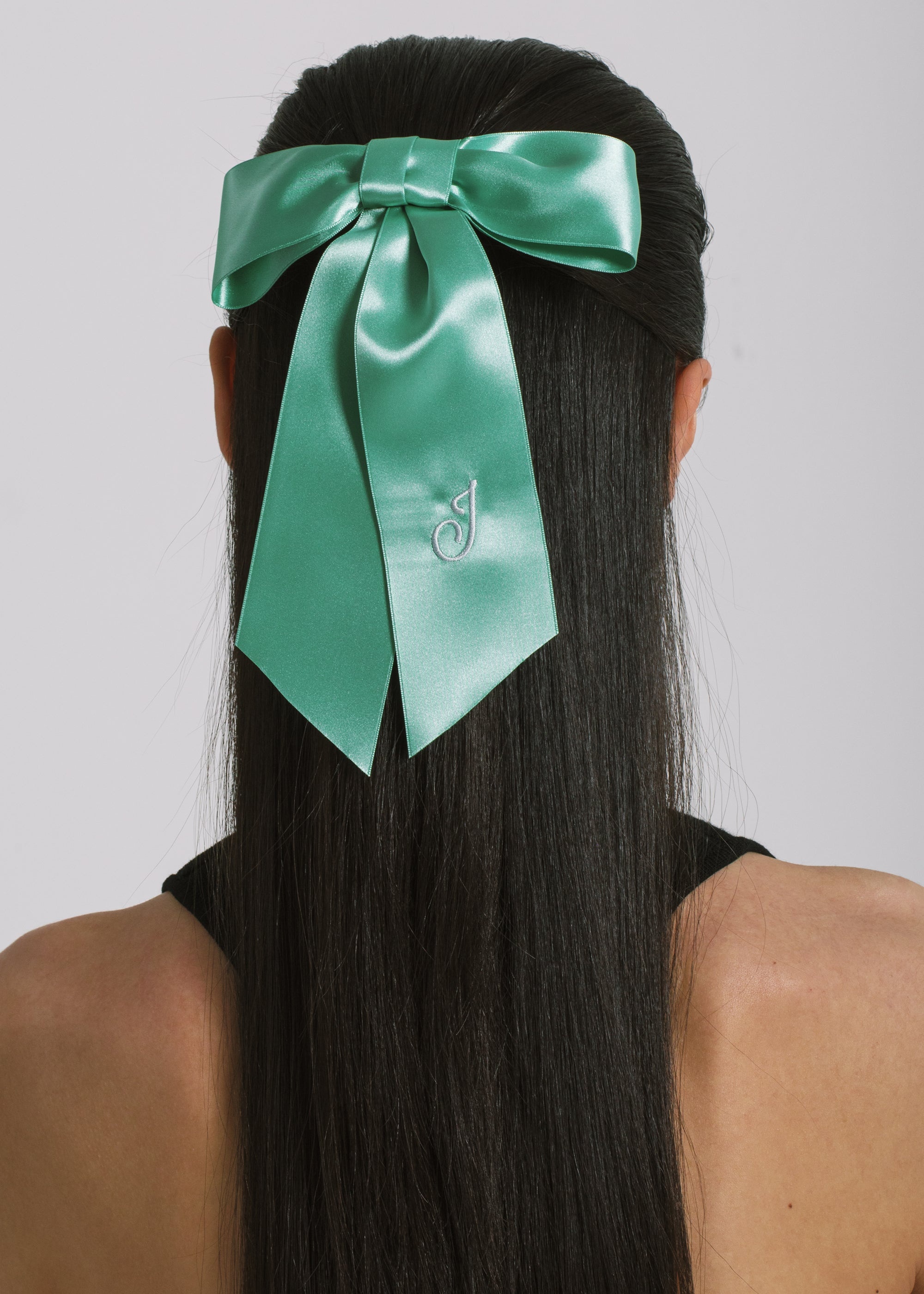 Initial April Satin Bow Barrette - 2