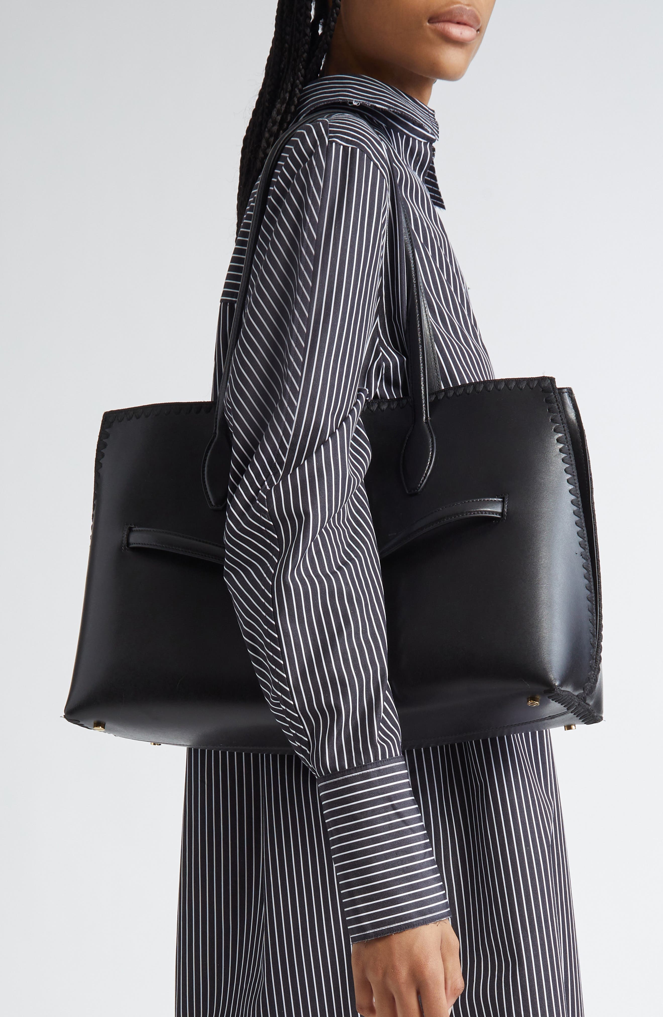 TOTEME Lounge Belted Leather Tote in Black at Nordstrom - 3