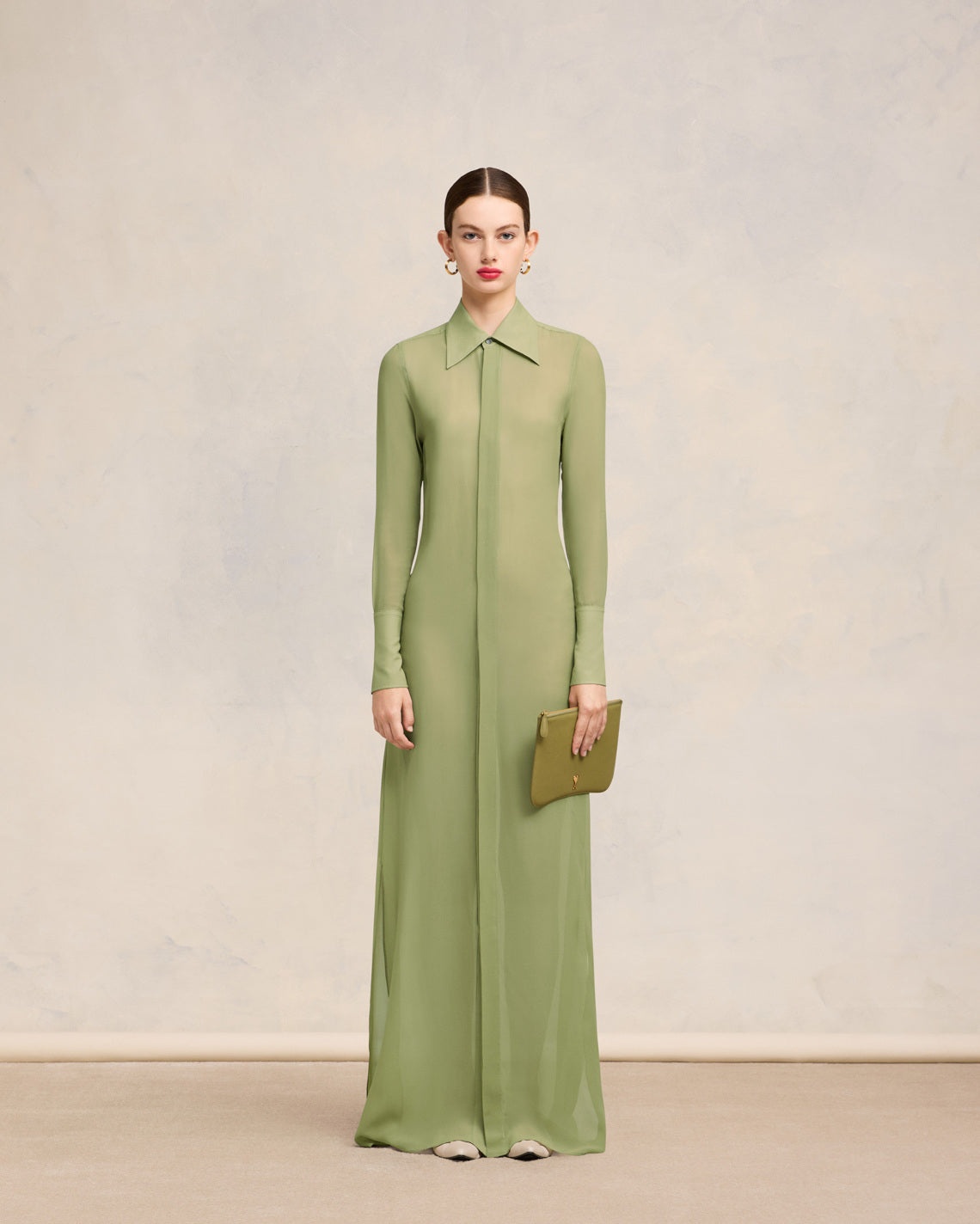 LONG DRESS WITH COLLAR SHIRT - 2