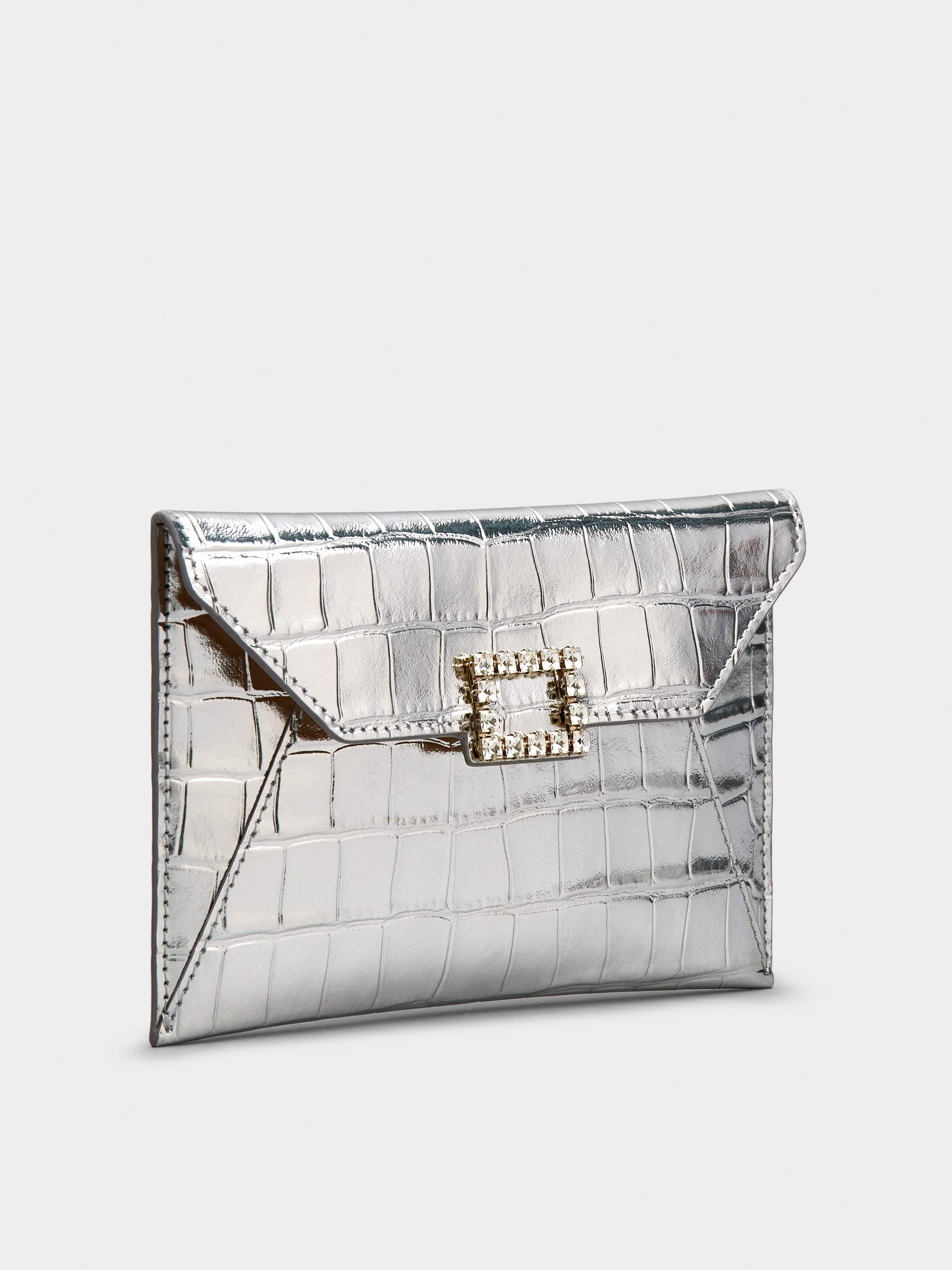 Très Vivier Strass Buckle Mini Clutch in Leather - 2