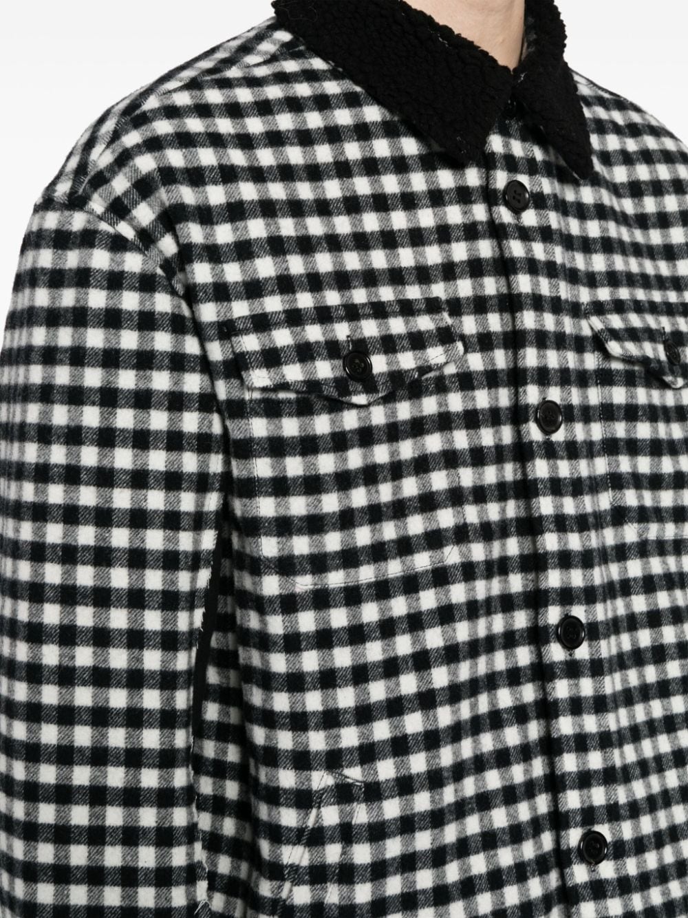 gingham-check flannel shirt jacket - 5