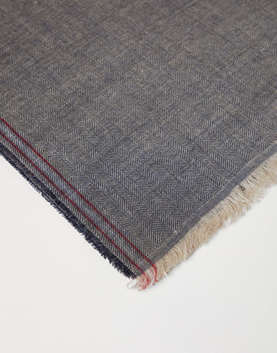 Brunello Cucinelli Linen and silk chevron scarf with selvedge outlook