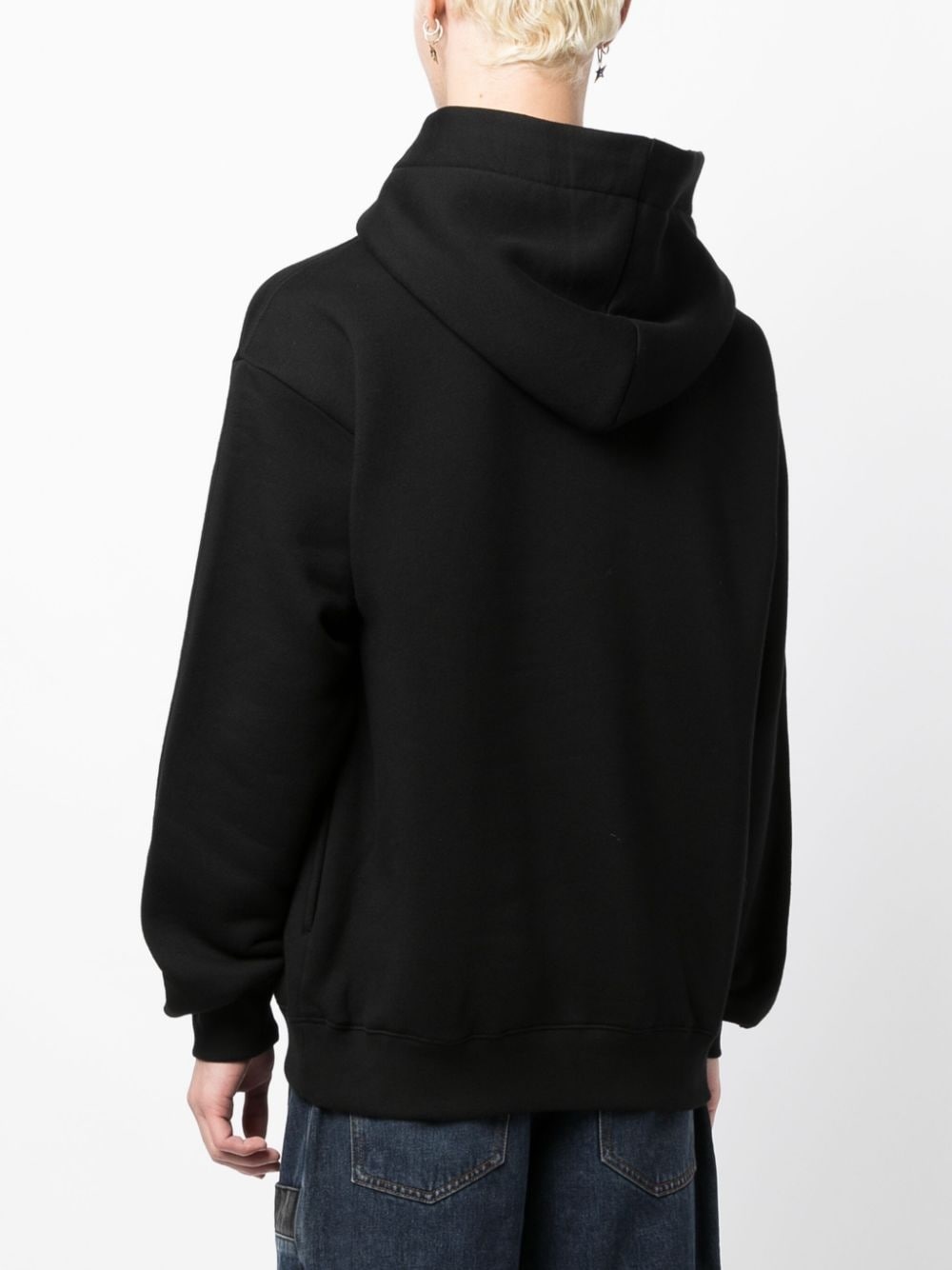 logo-embroidered layered-detail hoodie - 4