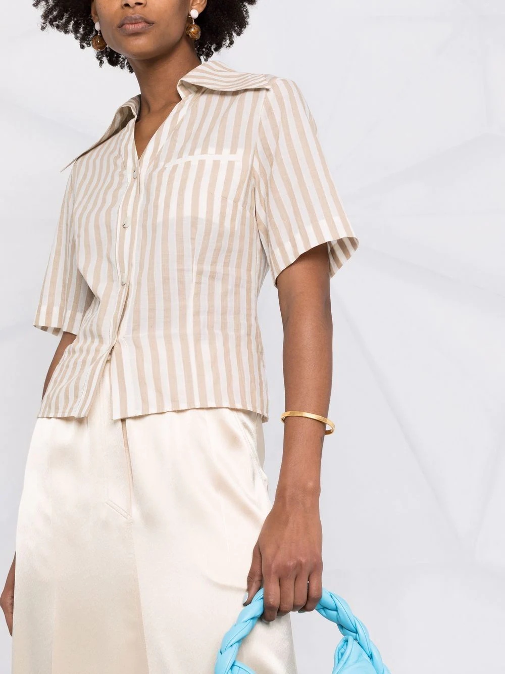 wide-collar striped shirt - 5