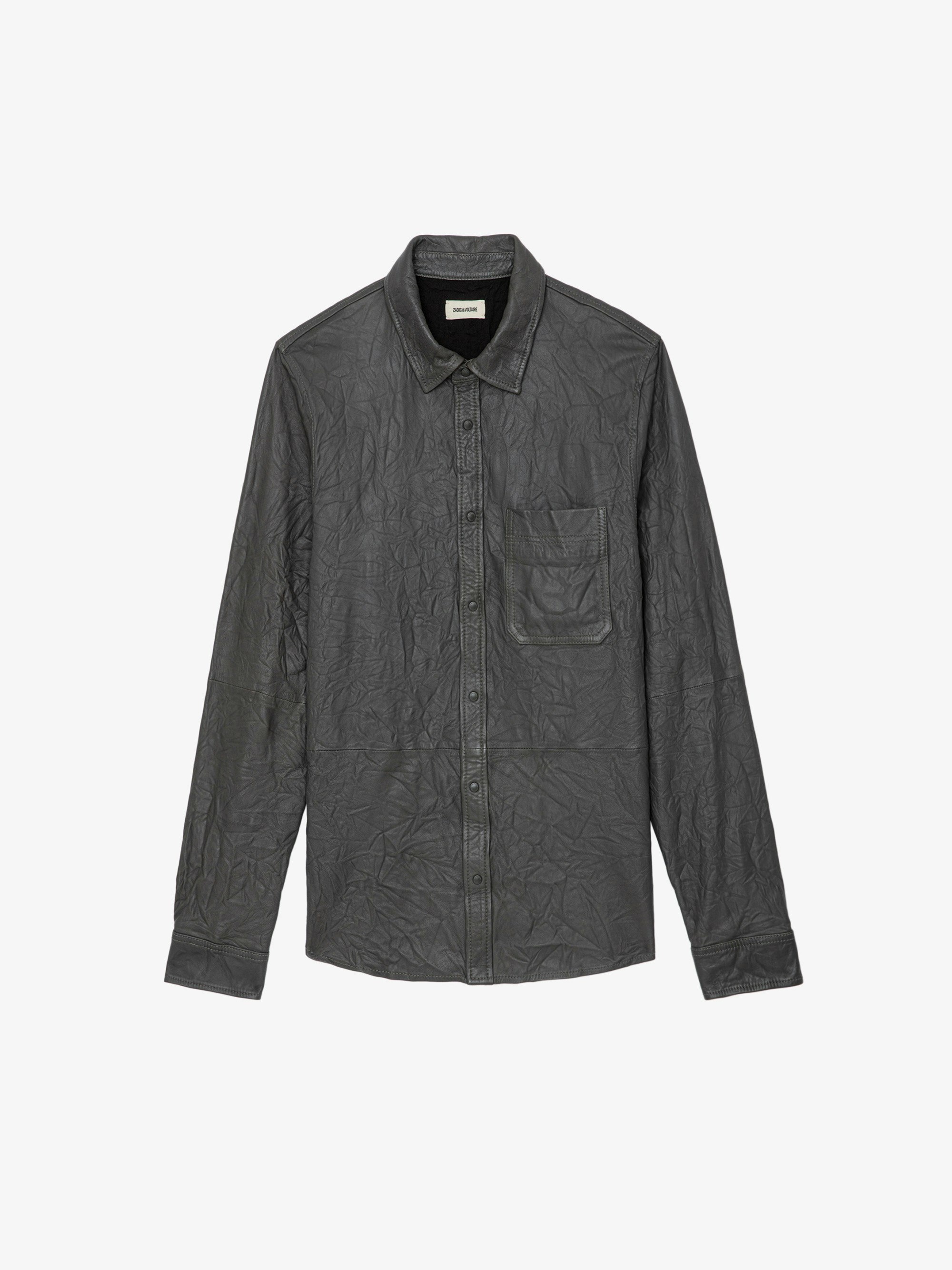 Serge Crinkled Leather Shirt - 1