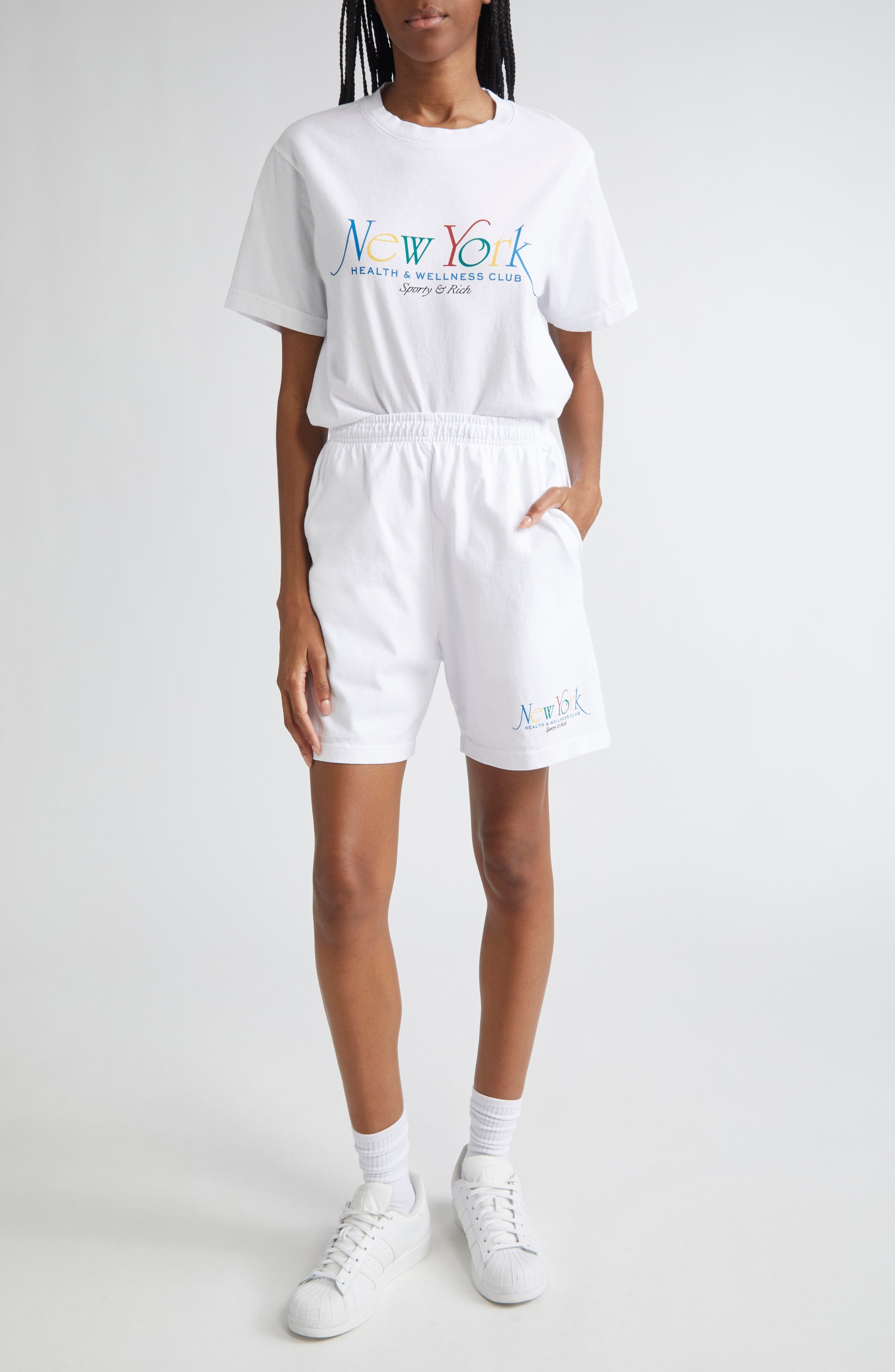 Sporty & Rich New York Graphic T-Shirt in White/Ruby/Alpine/Blue at Nordstrom - 2