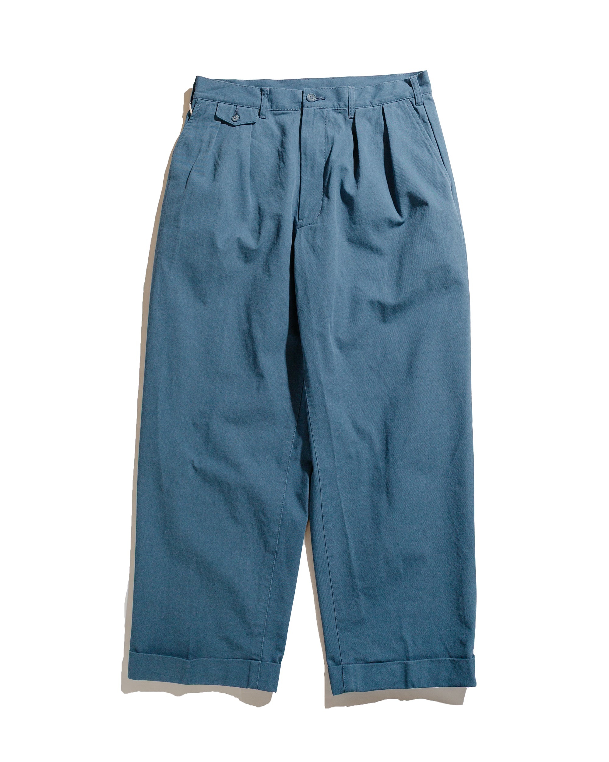 2Pleats Trousers Twill Bio Washed Sax - 1