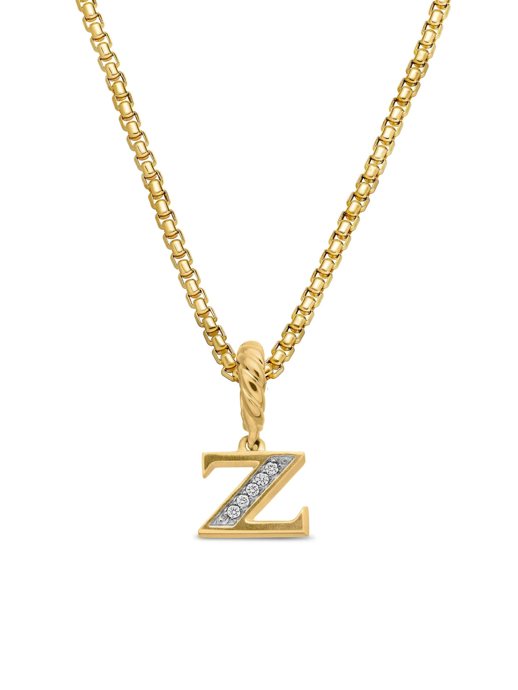 Women's Pavé Initial Pendant in 18K Yellow Gold - Initial Z - 1