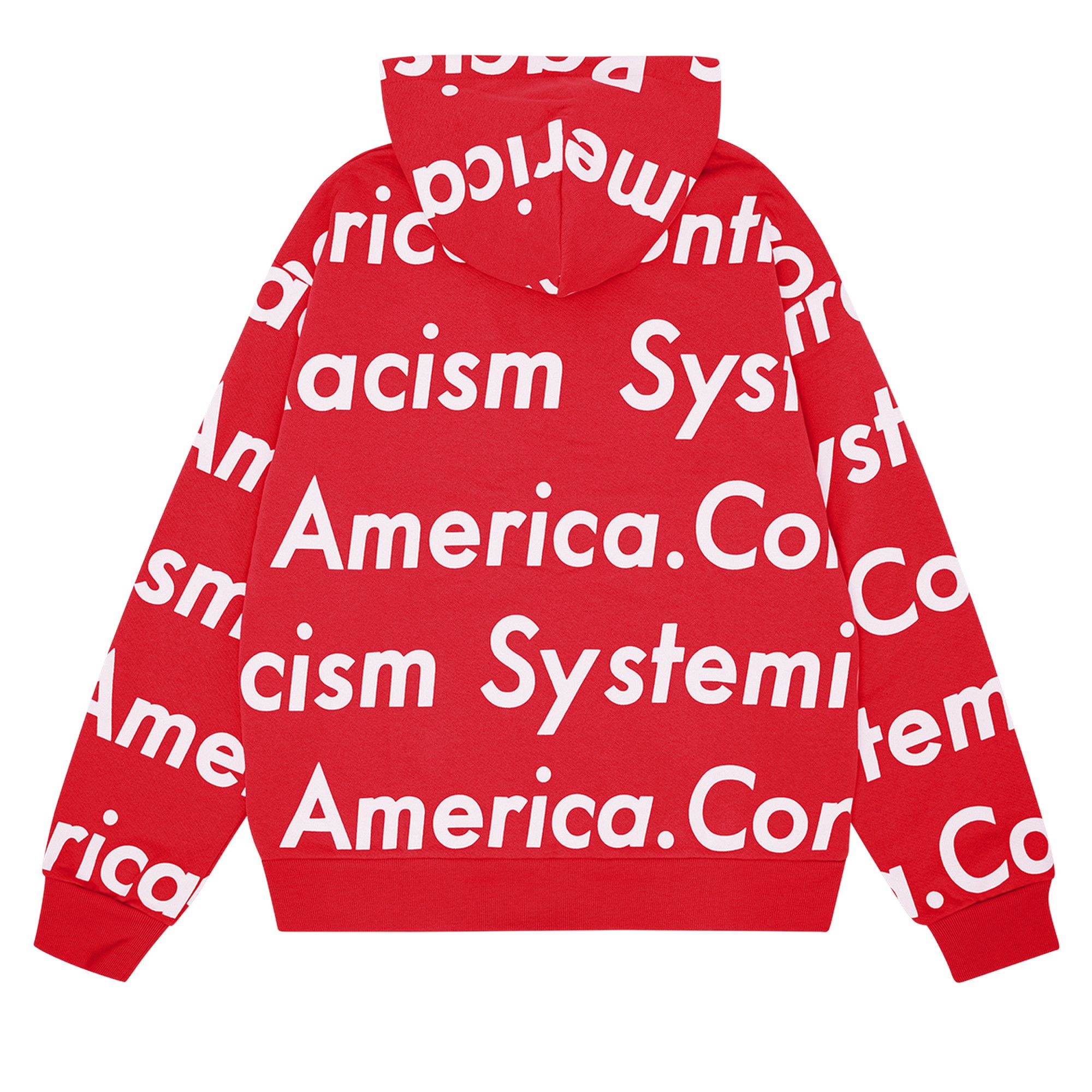 Denim Tears x Arthur Jafa Systemic Racism Controls America Zip Up Hoodie 'Red' - 2