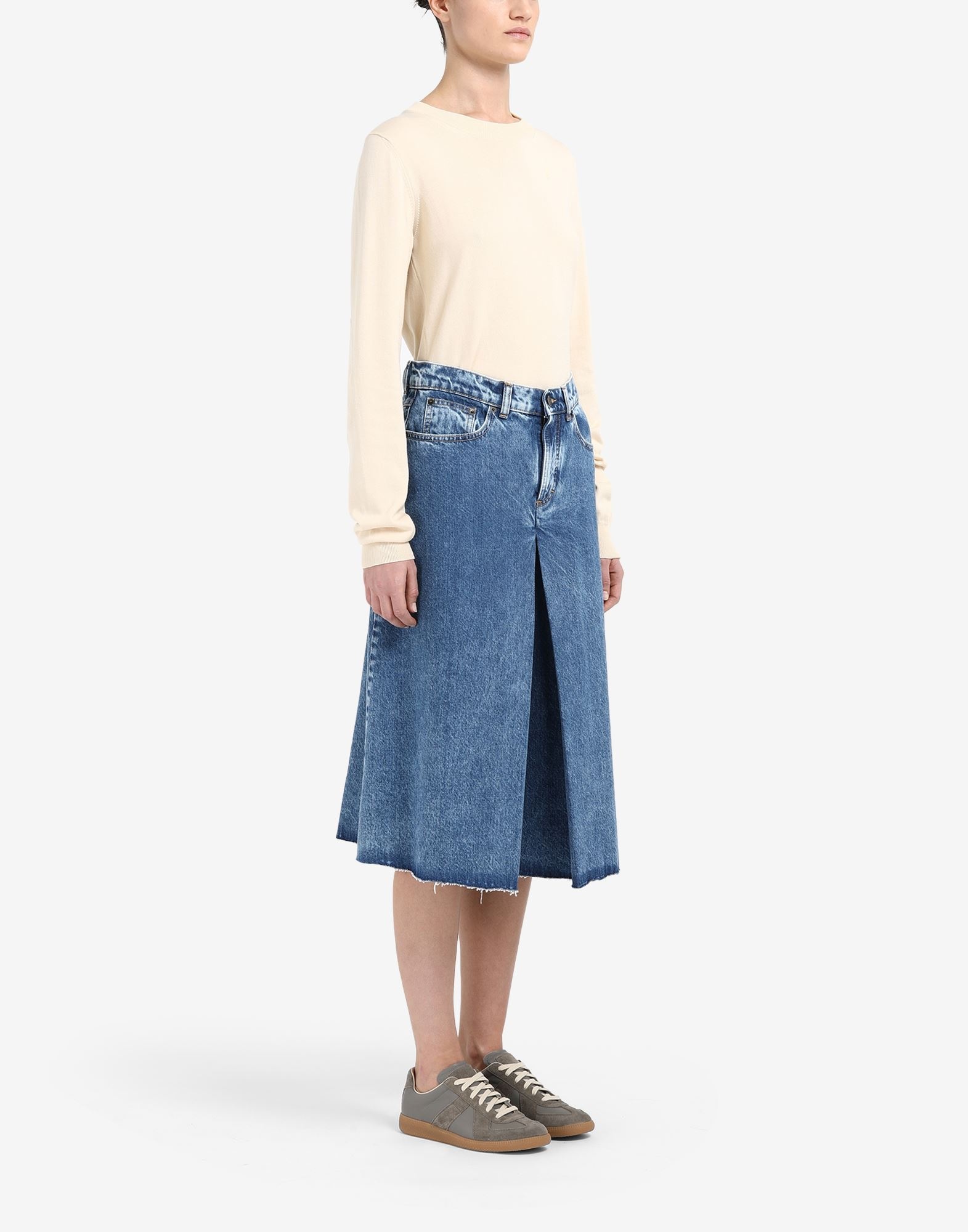 Spliced recycled denim culottes - 3