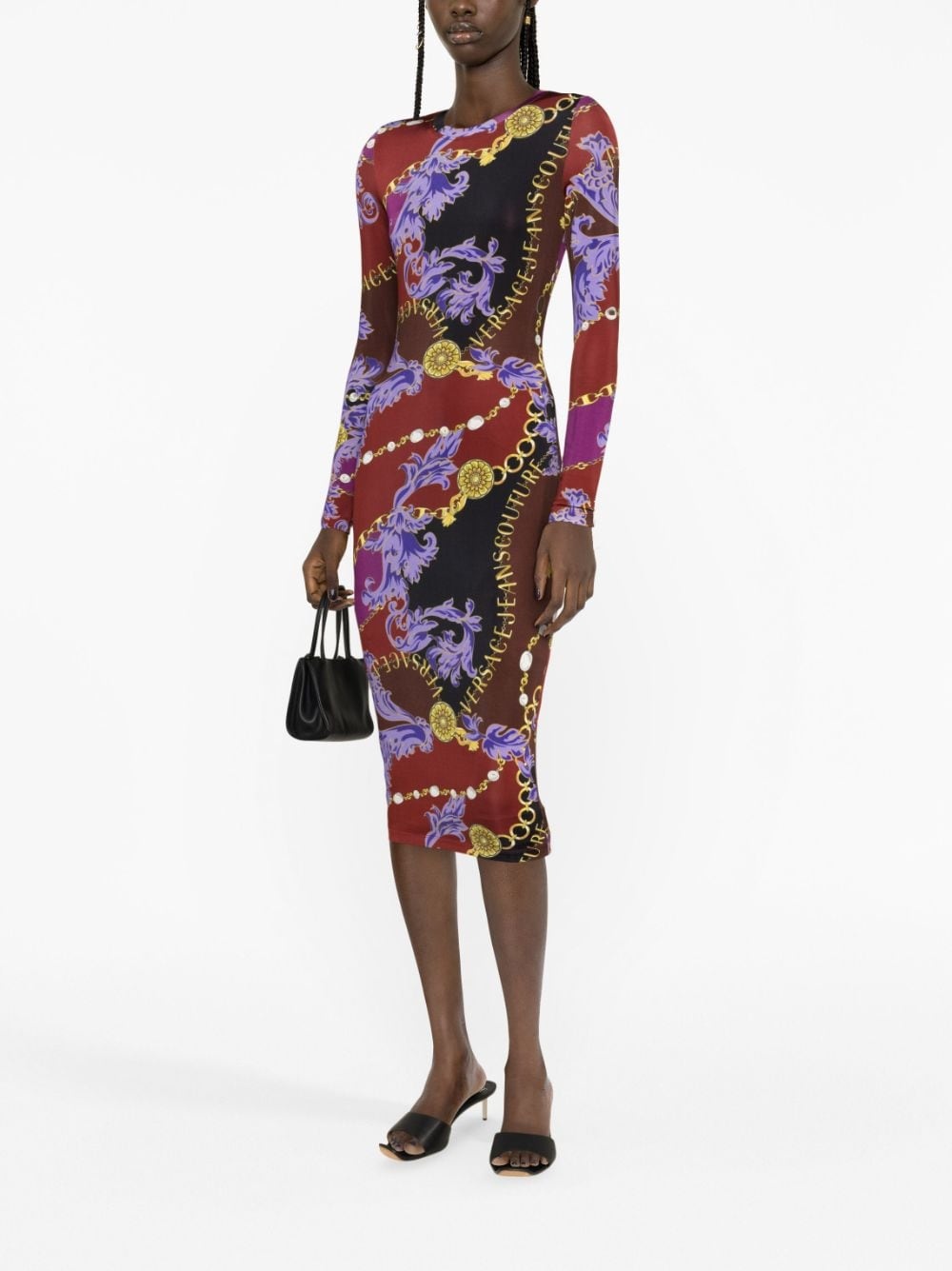 baroque-print midi dress - 2