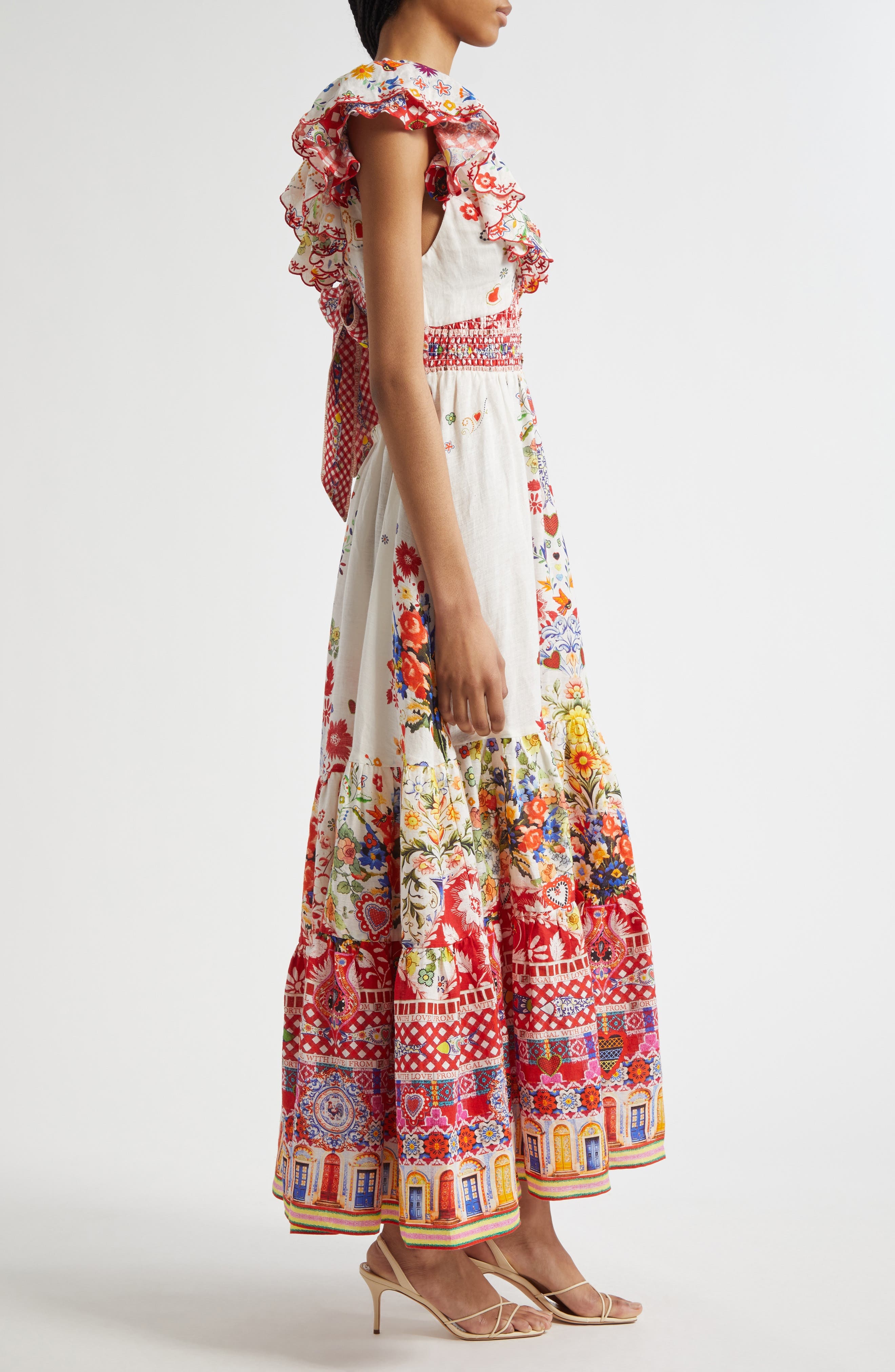 Camilla Tiered Ruffle Linen Maxi Dress in Faith Luck Justice at Nordstrom - 3