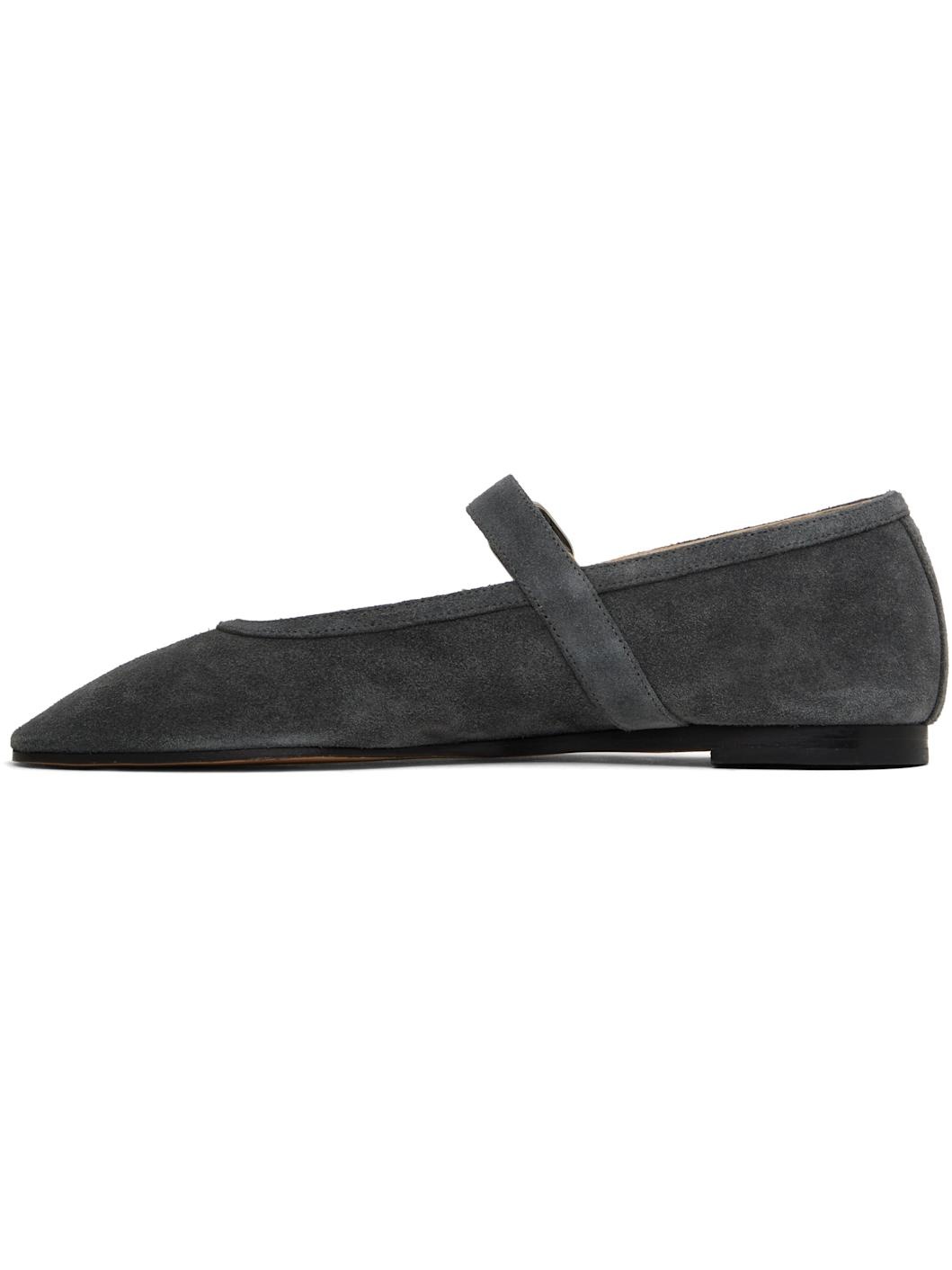 Gray Mary Jane Ballerina Flats - 3