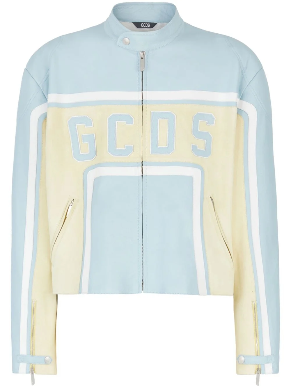 logo-appliqué leather jacket - 1