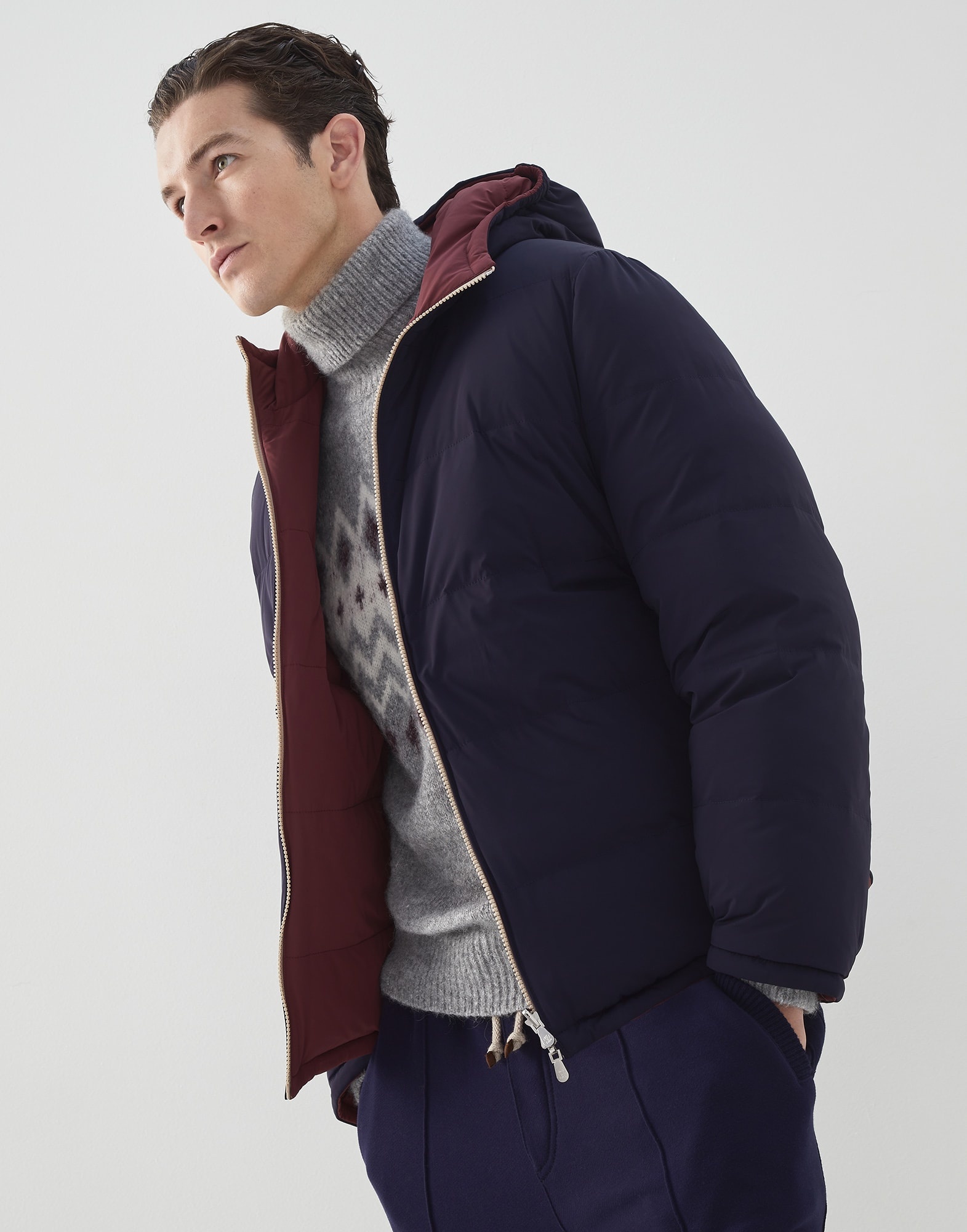 Bonded nylon reversible hooded down jacket - 4