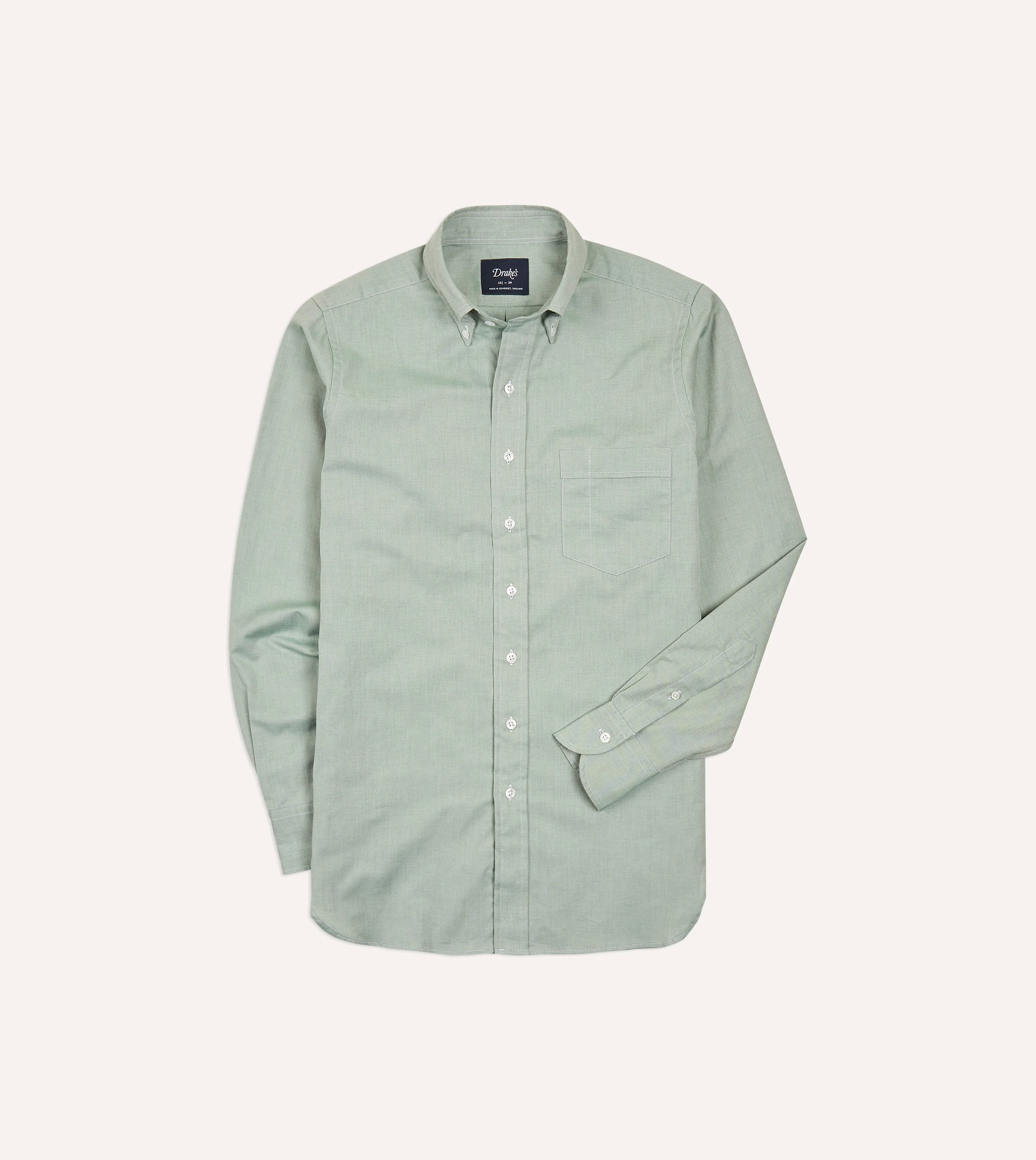 Green Pinpoint Oxford Cotton Cloth Button-Down Shirt - 1