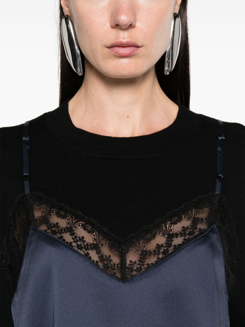 slip-detailed wool-blend jumper - 5