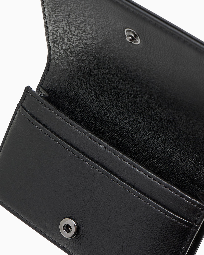 NAPPA LEATHER CARD HOLDER WITH FLAP WITH GEOMETRIC DETAIL 3