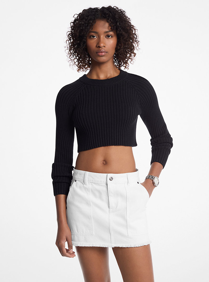 Frayed Denim Mini Skirt 1