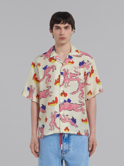 Marni PRINTED IVORY RAMIÉ BOWLING SHIRT outlook