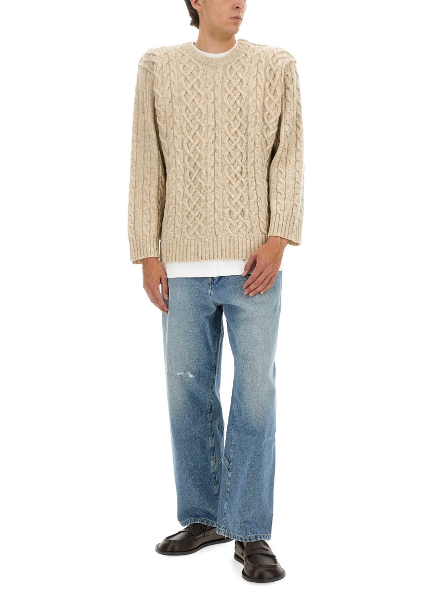 WOOL CABLE-KNIT PULLOVER WITH T-SHIRT DETAIL - 2