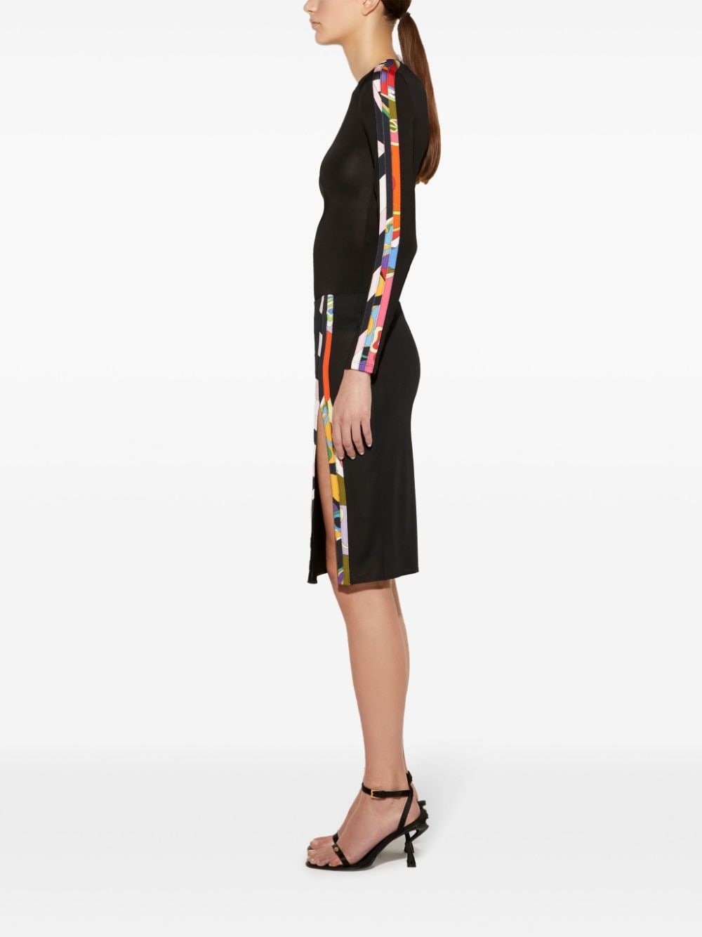Orchidee/Iride-print pencil skirt - 3
