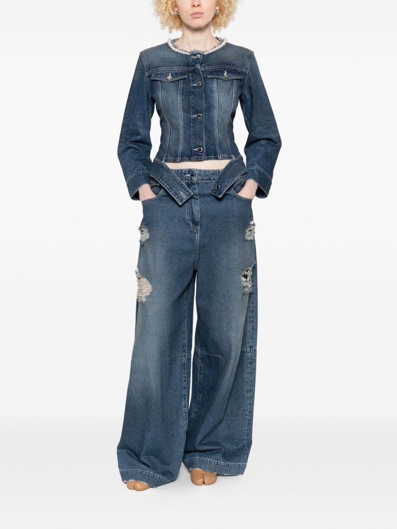 Simone Rocha pearl-embellished denim jacket outlook