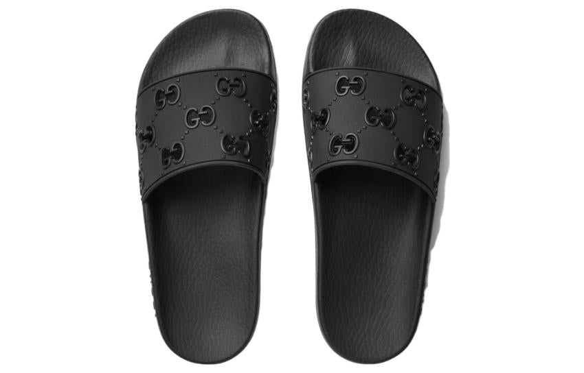 (WMNS) Gucci Rubber GG Slide 'Black' 573922-JDR00-1000 - 2