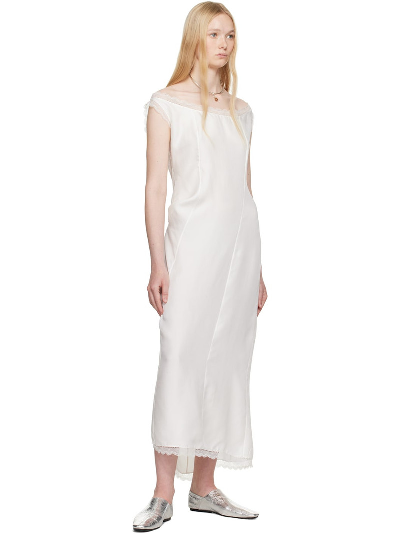 COLLEEN ALLEN White Silk Slip Midi Dress outlook