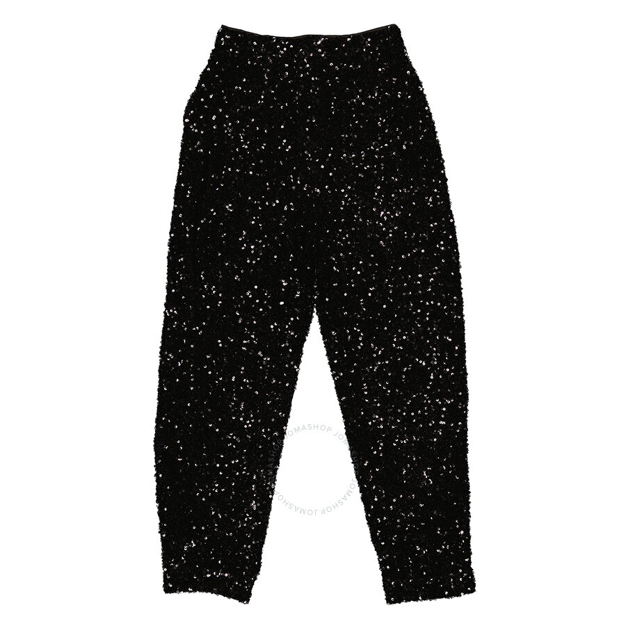 Rotate Ladies Black Sequin High-Waisted Trousers, Brand Size 36 (US Size 2) - 6