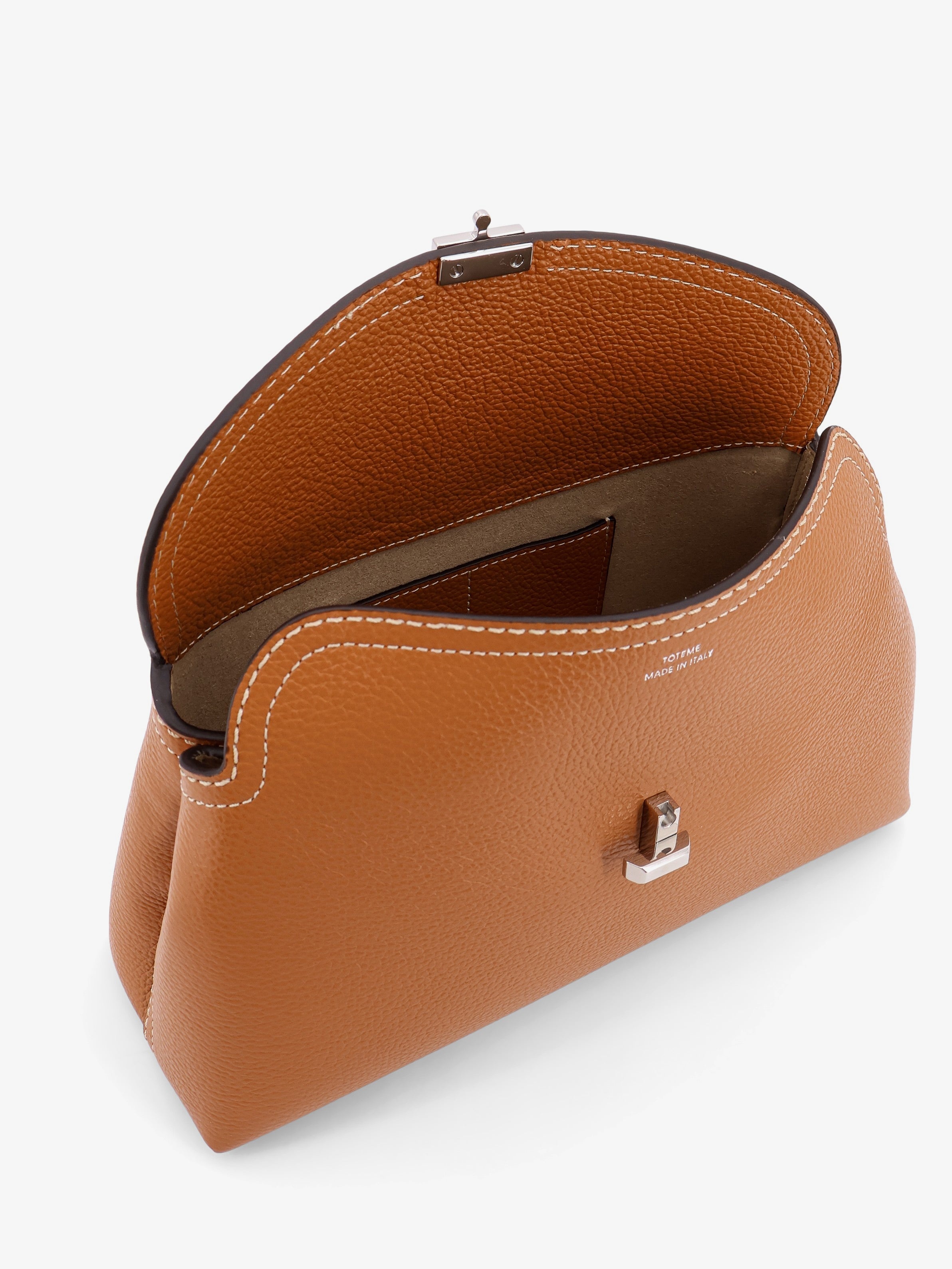 Toteme T-Lock Leather Clutch With Contrasting Stitching - 5