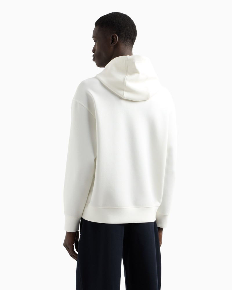 HOODED SWEATSHIRT IN DOUBLE JERSEY WITH CONTOURED EAGLE FLOCKED PRINT 3