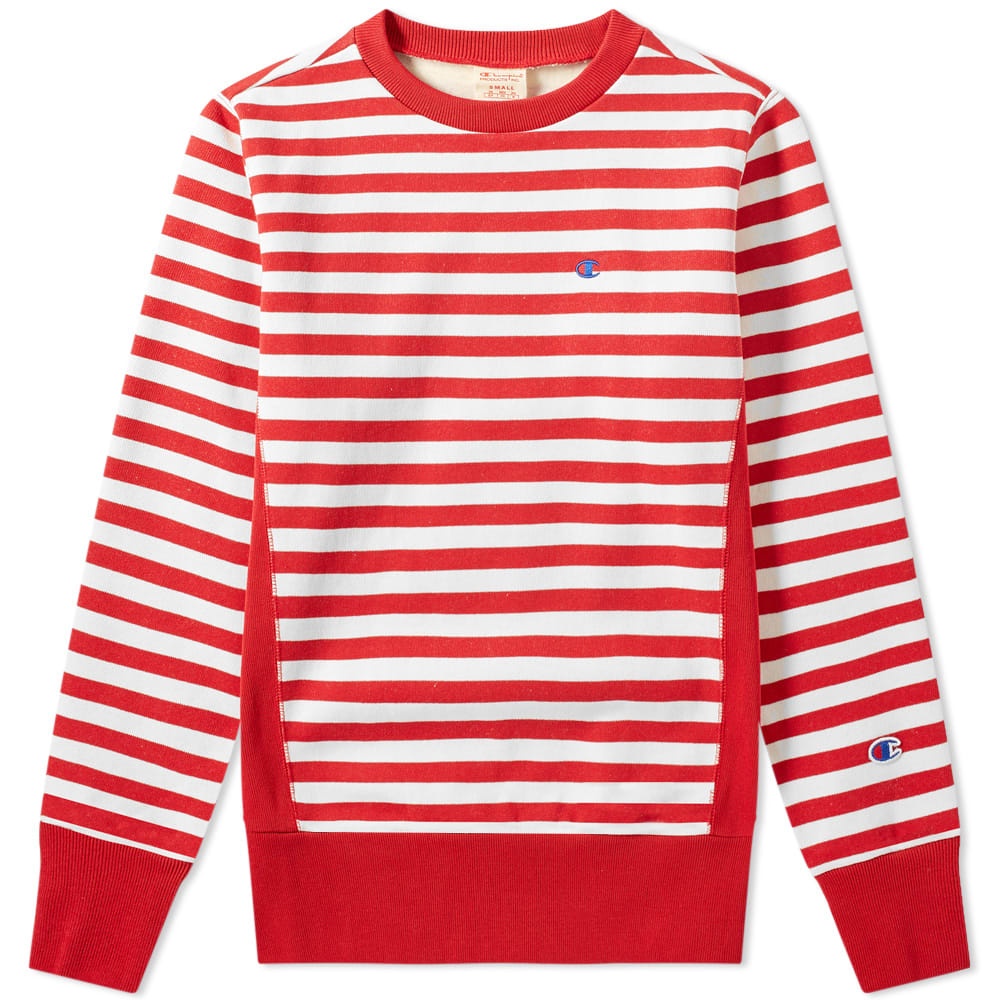 Champion Reverse Weave Stripe Crew Sweat - 1