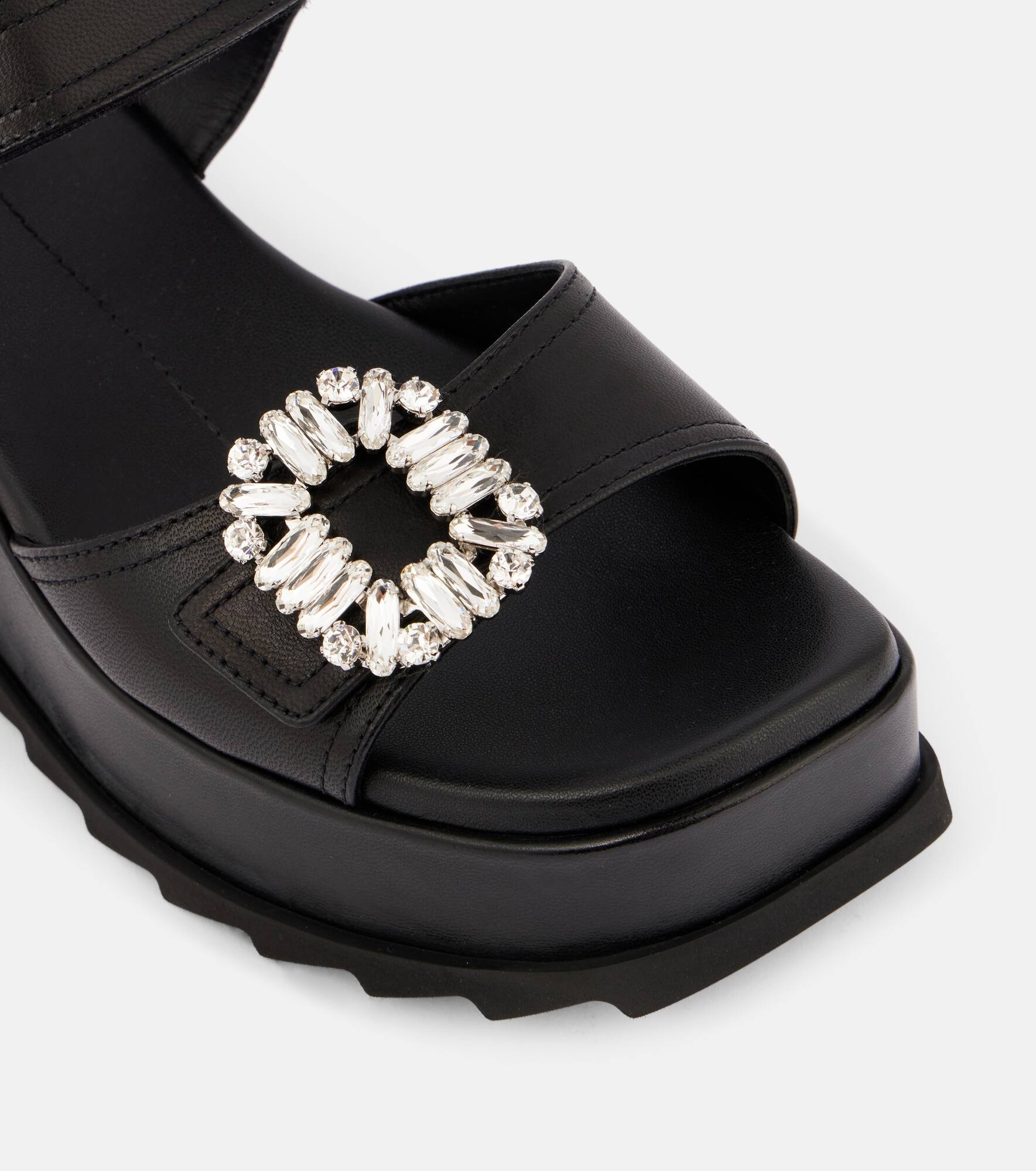Slidy Viv' embellished leather wedge sandals - 5