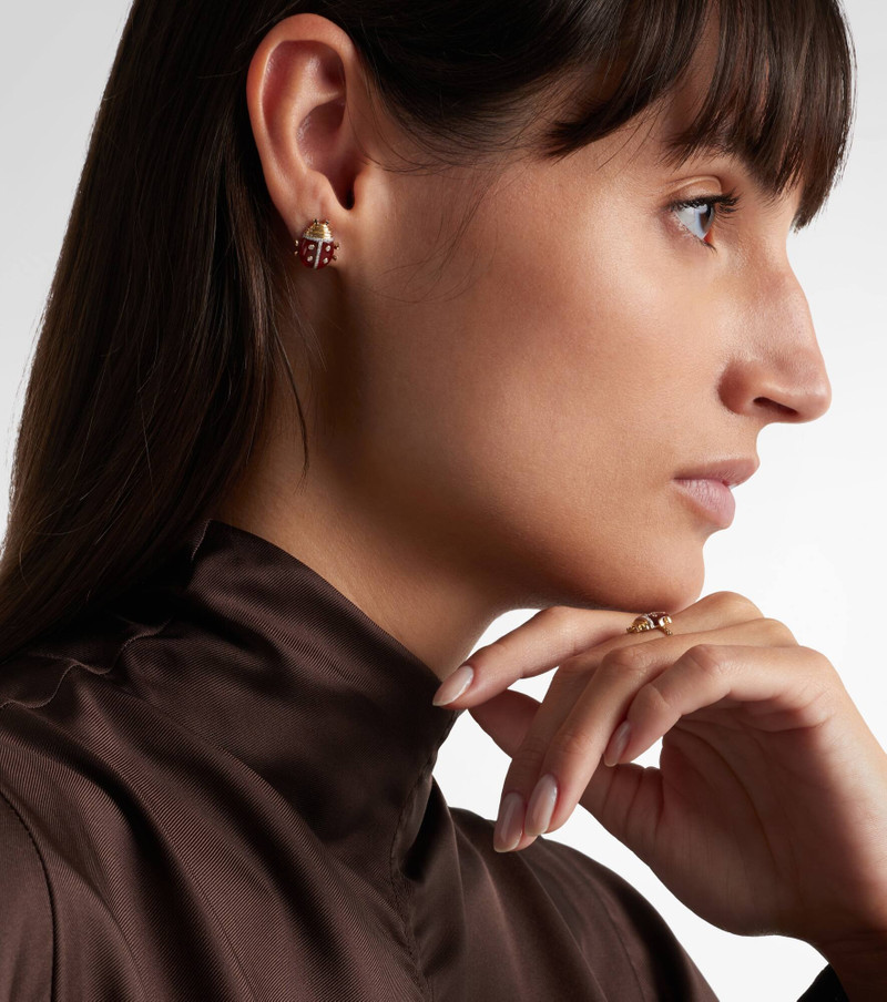 Yvonne Léon Coccinelle 9kt gold earrings with gemstones outlook