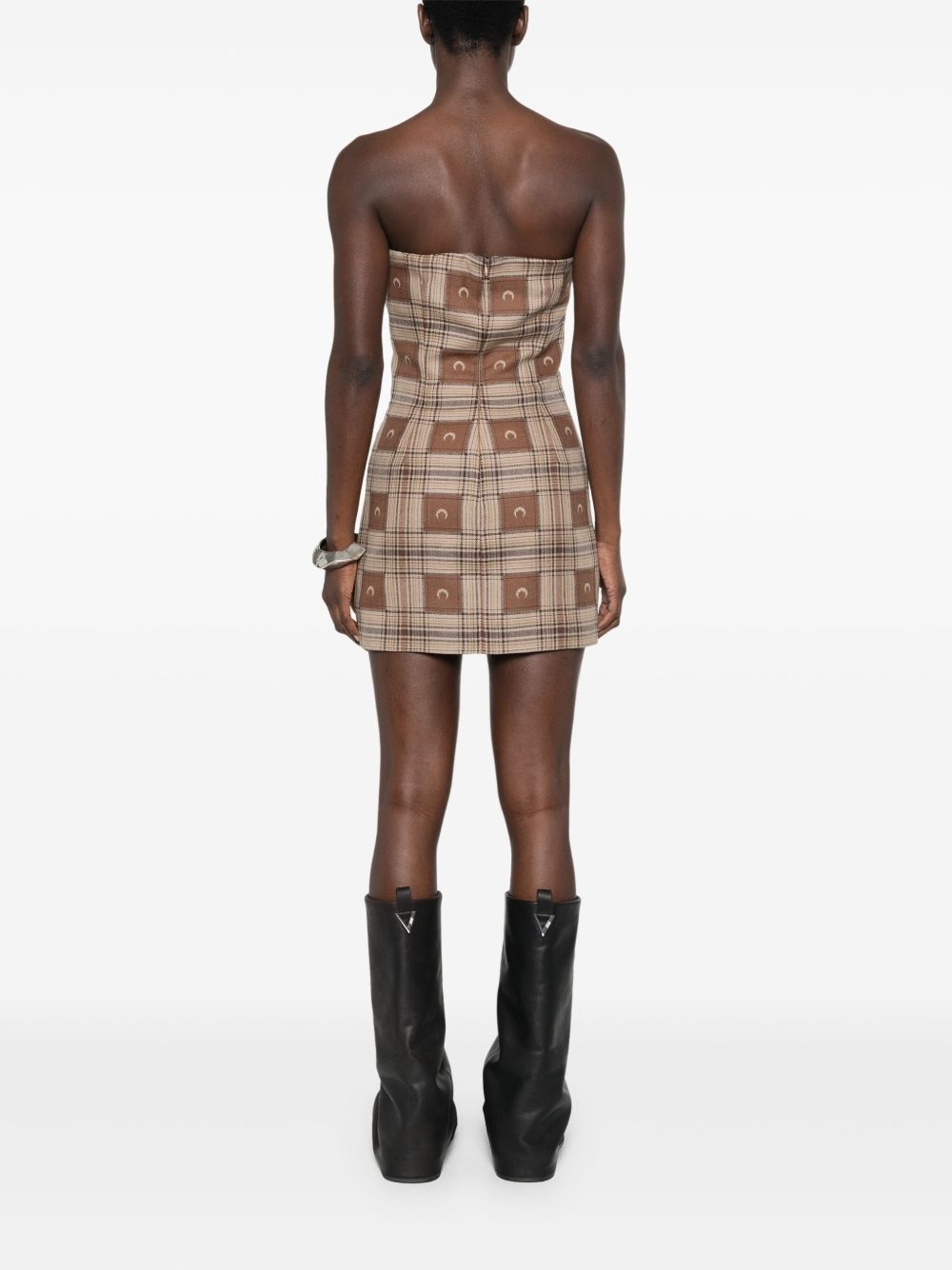 moon check-jacquard mini dress - 4