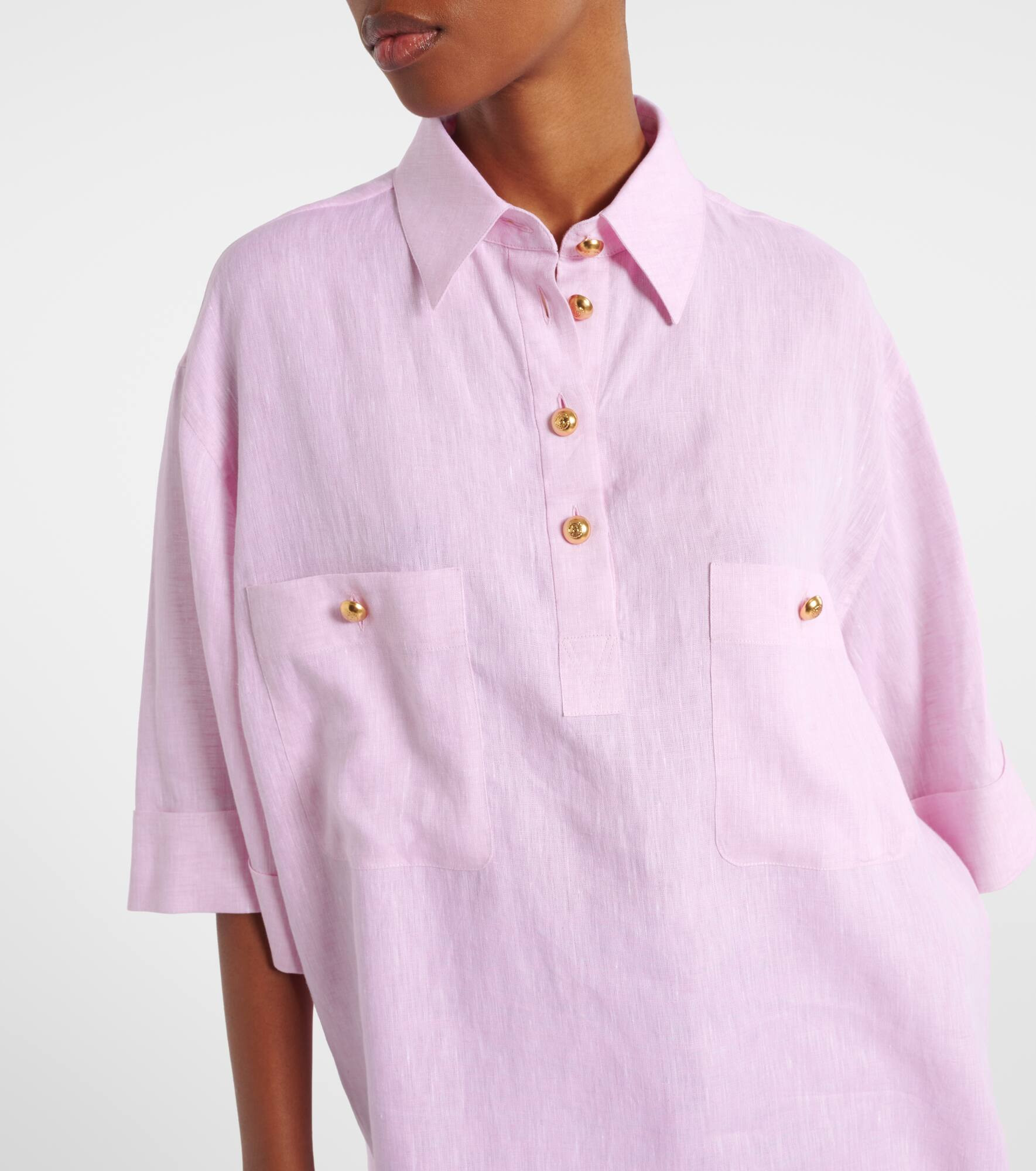 Oversized linen polo shirt - 5