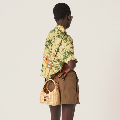 Miu Miu Wander woven raffia-effect yarn hobo bag with leather details outlook