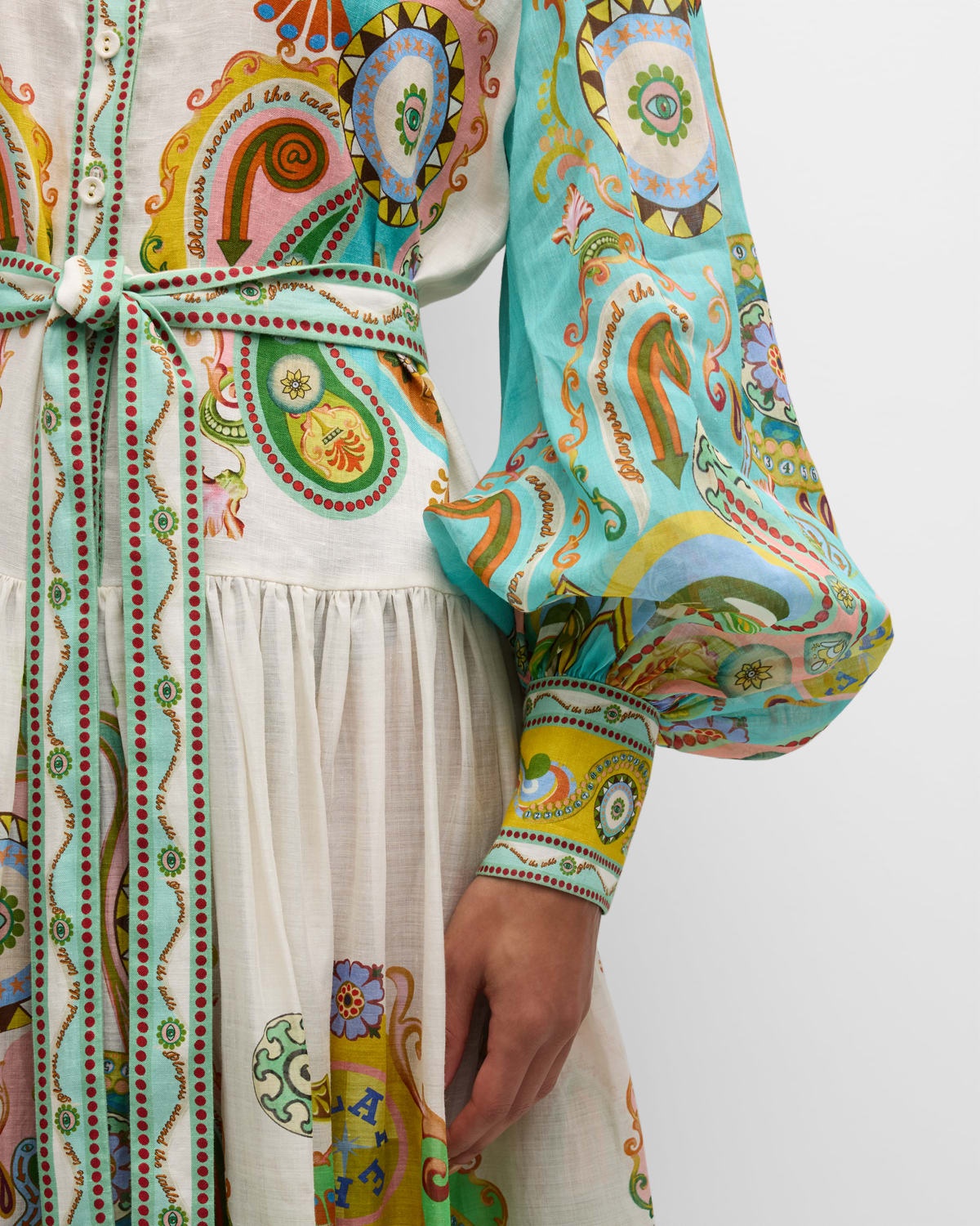 Pinball Balloon-Sleeve Paisley Maxi Shirtdress - 5