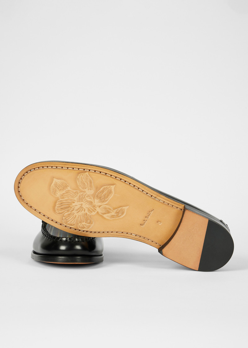 Black 'Signature Stripe' Leather 'Lido' Loafers 4