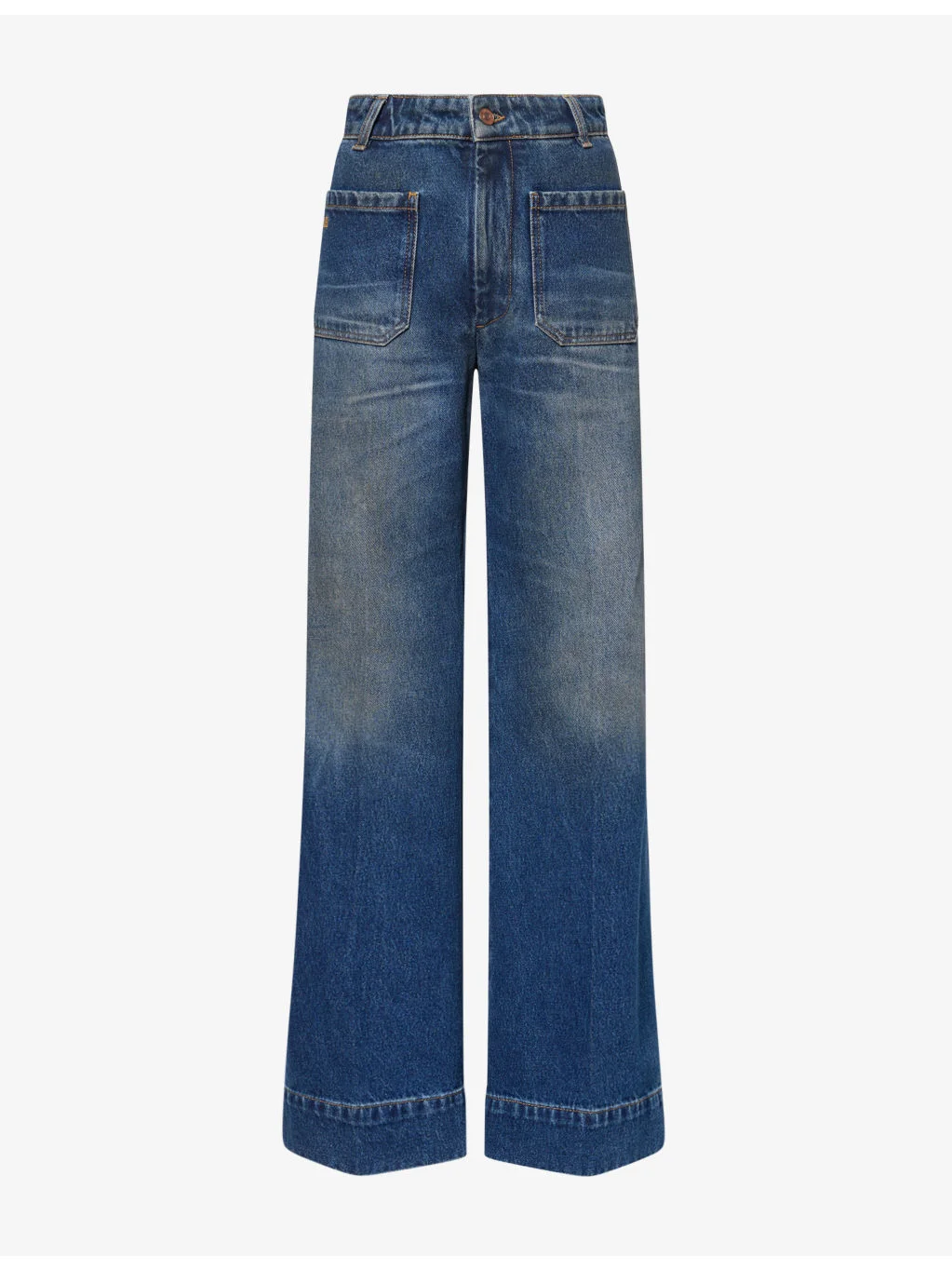 Alina Wide-Leg Cotton Denim Jeans - 1