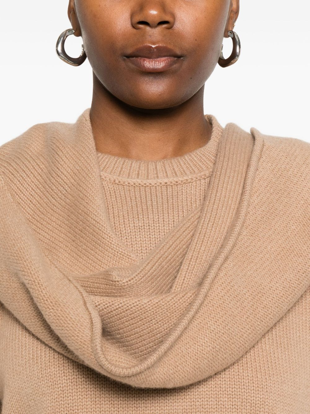 scarf-detail sweater - 5