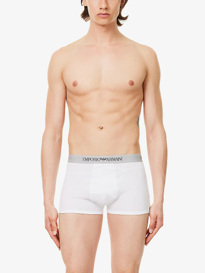 EMPORIO ARMANI Branded-waistband pack of three cotton-jersey trunks outlook