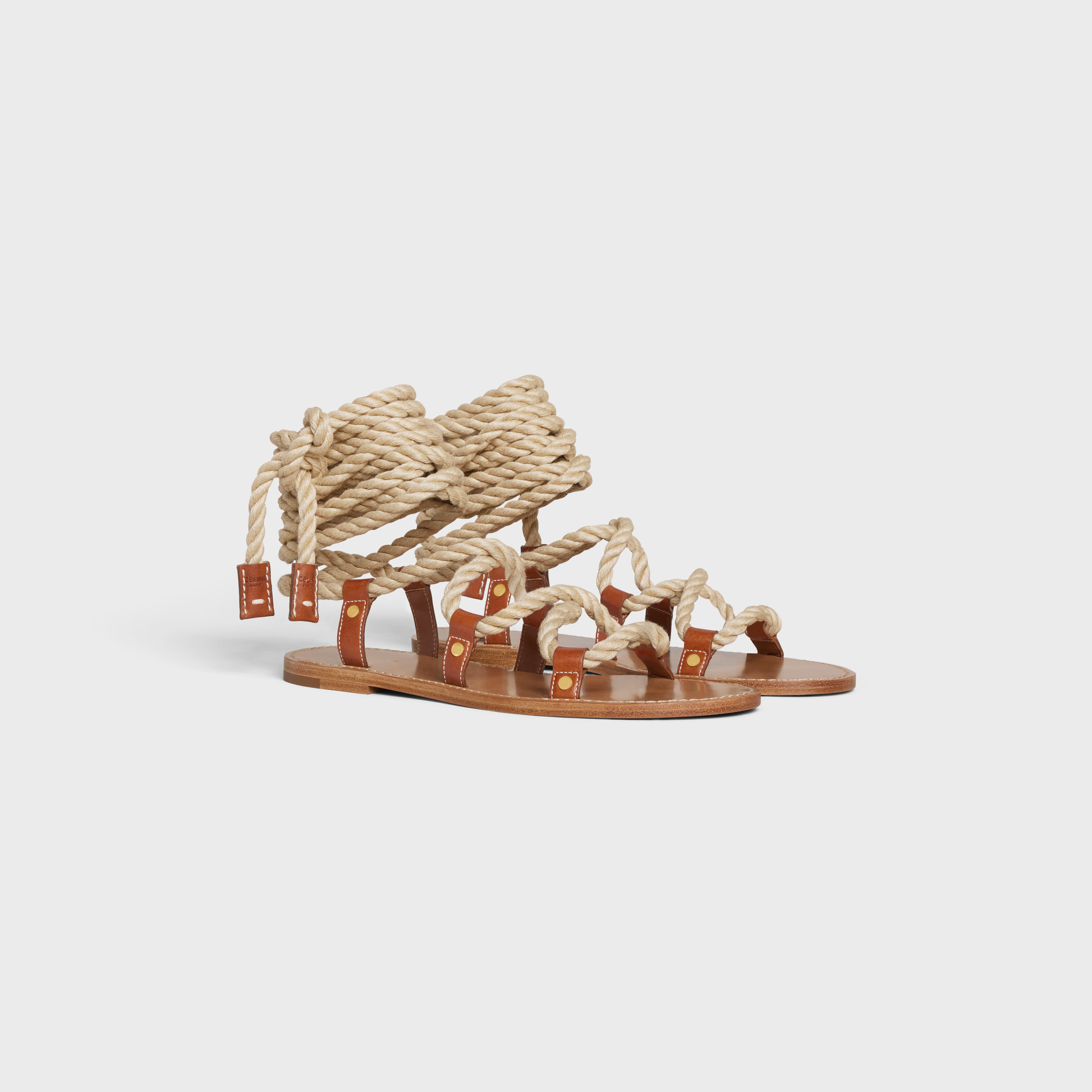 TAILLAT LACE UP SANDAL in VEGETAL CALFSKIN AND CORD - 2