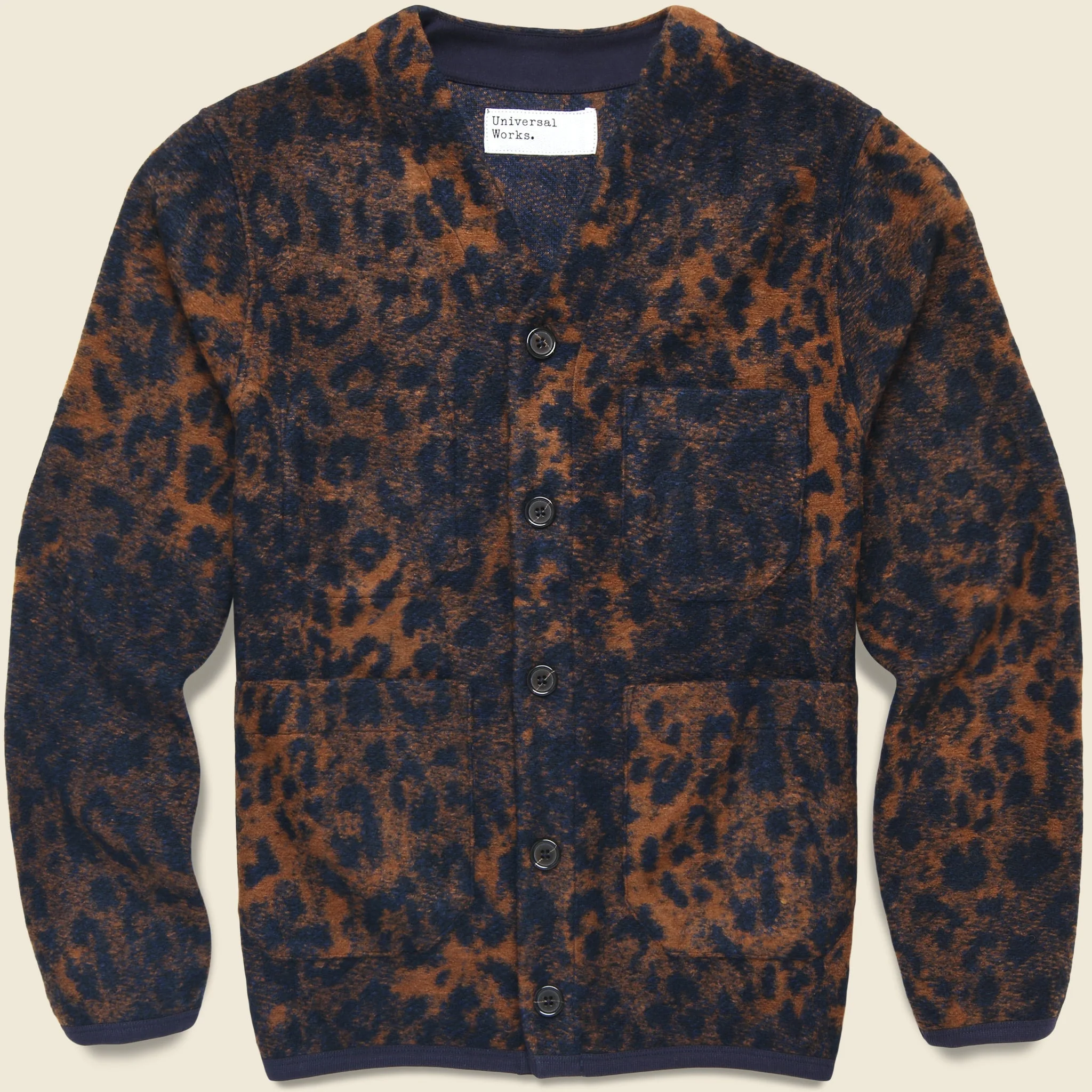 Wool Fleece Cardigan - Night Leopard - 1