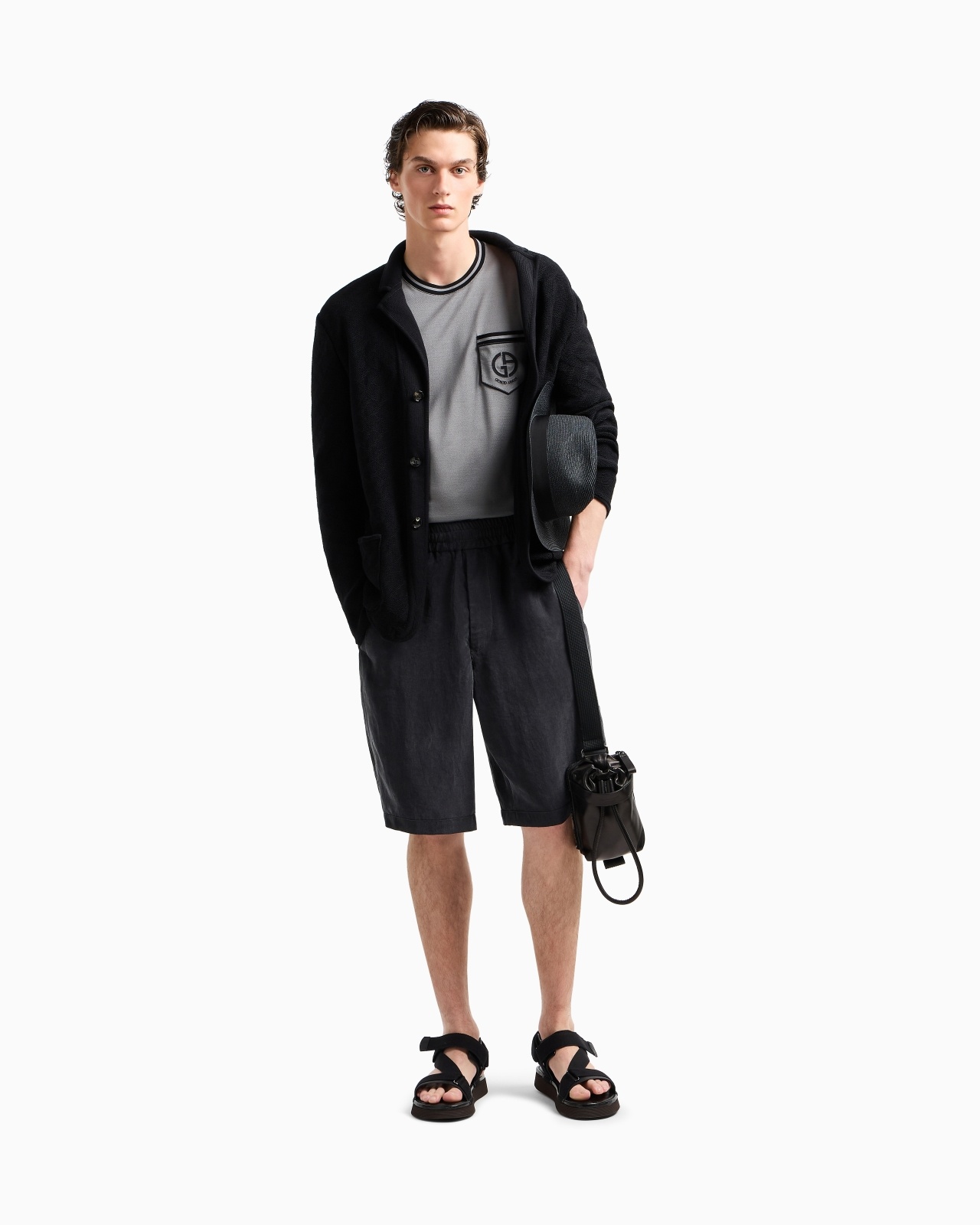 SINGLE-BREASTED JACKET IN A JACQUARD COTTON KNIT - 2