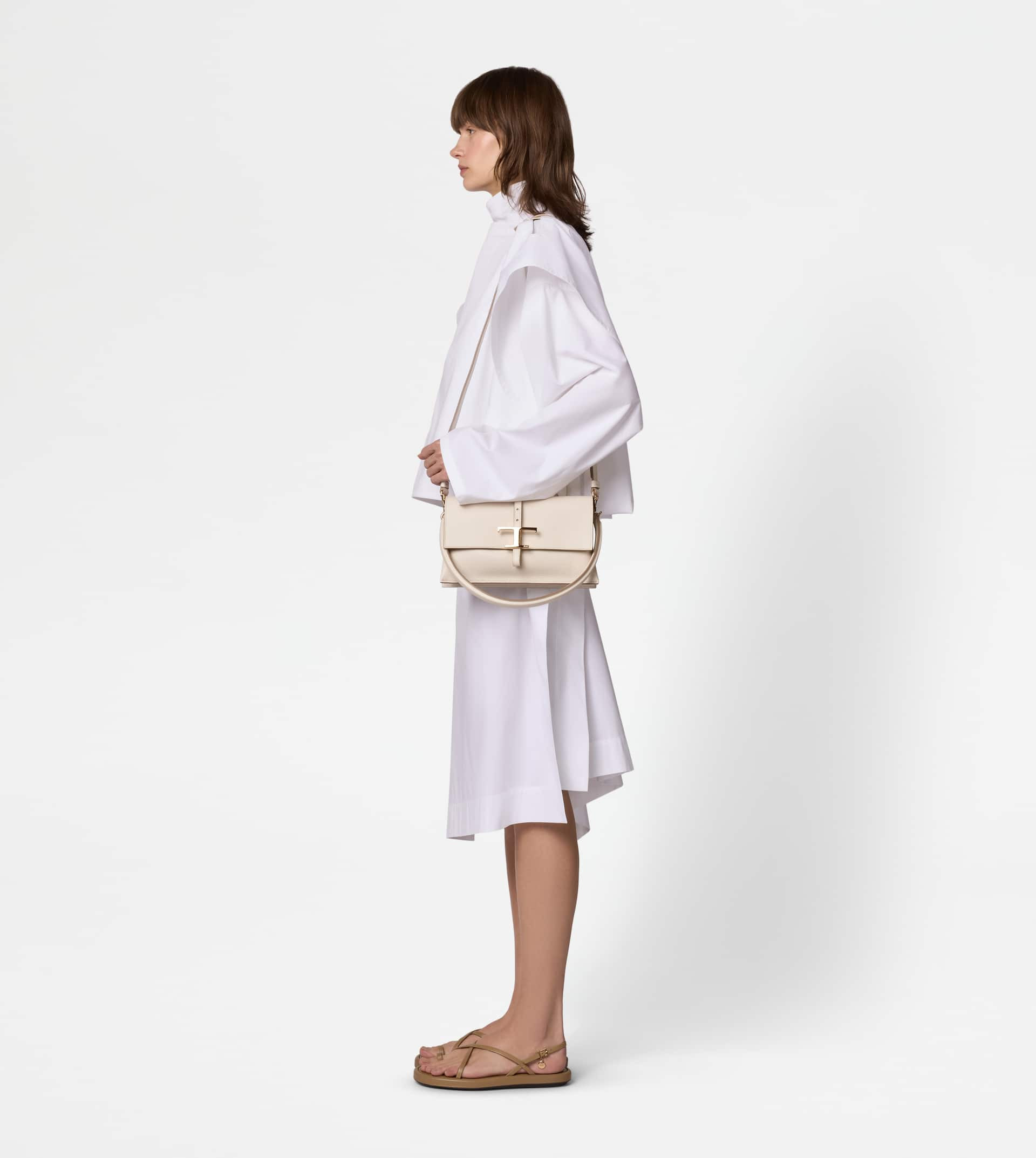 T TIMELESS FLAP BAG IN LEATHER MINI - BEIGE - 9