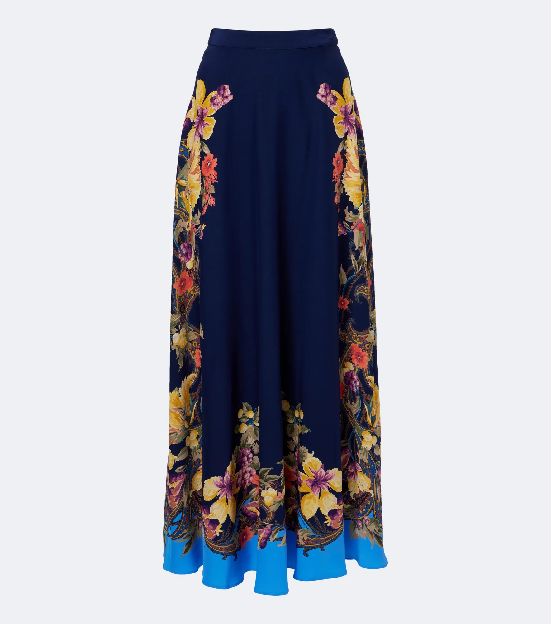 Floral silk crêpe de chine maxi skirt - 1